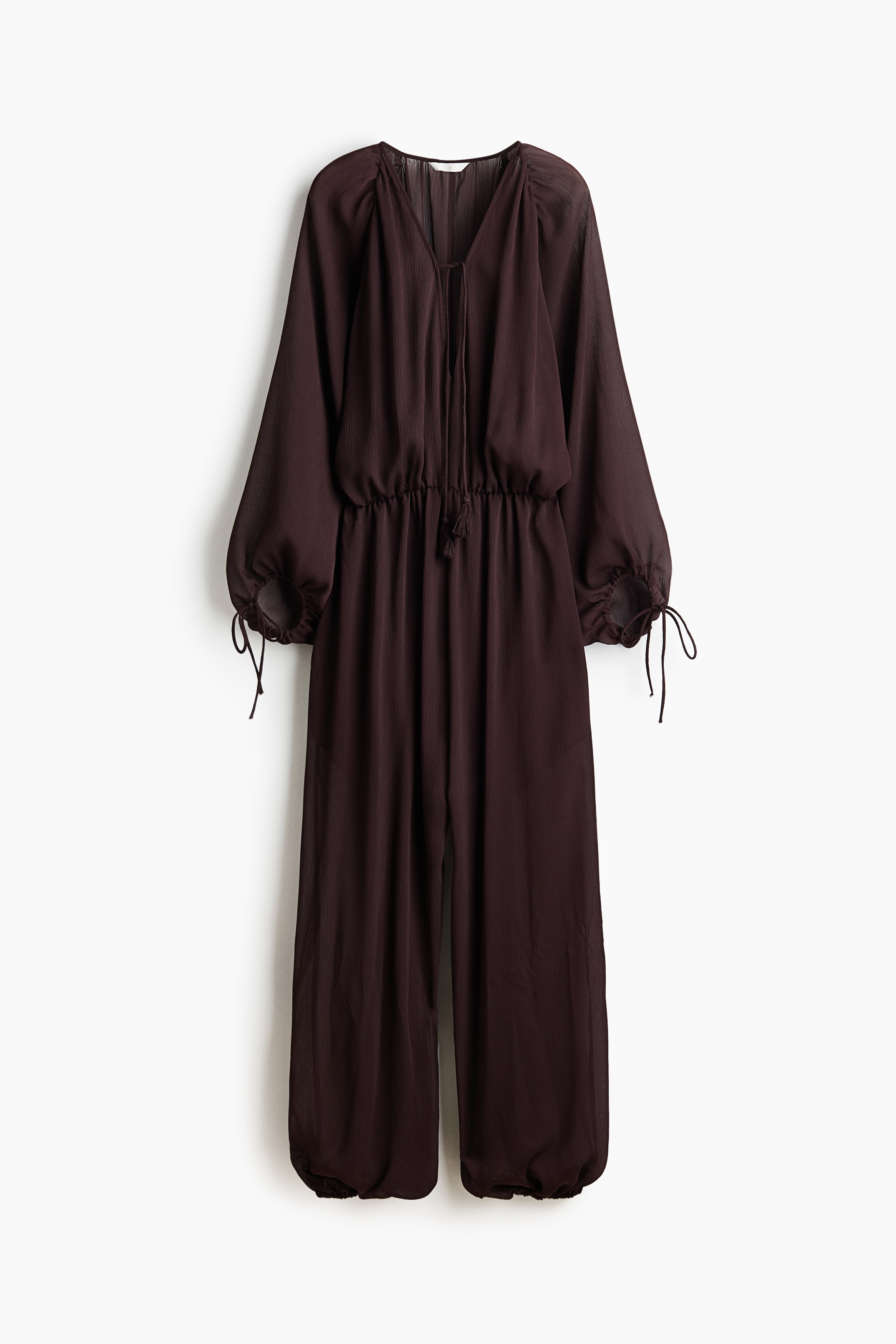 Oversized balloon-leg jumpsuit - Dark brown/Dark dusty pink