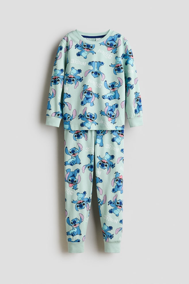 Bedruckter Baumwollpyjama - Mintgrün/Lilo & Stitch - 1