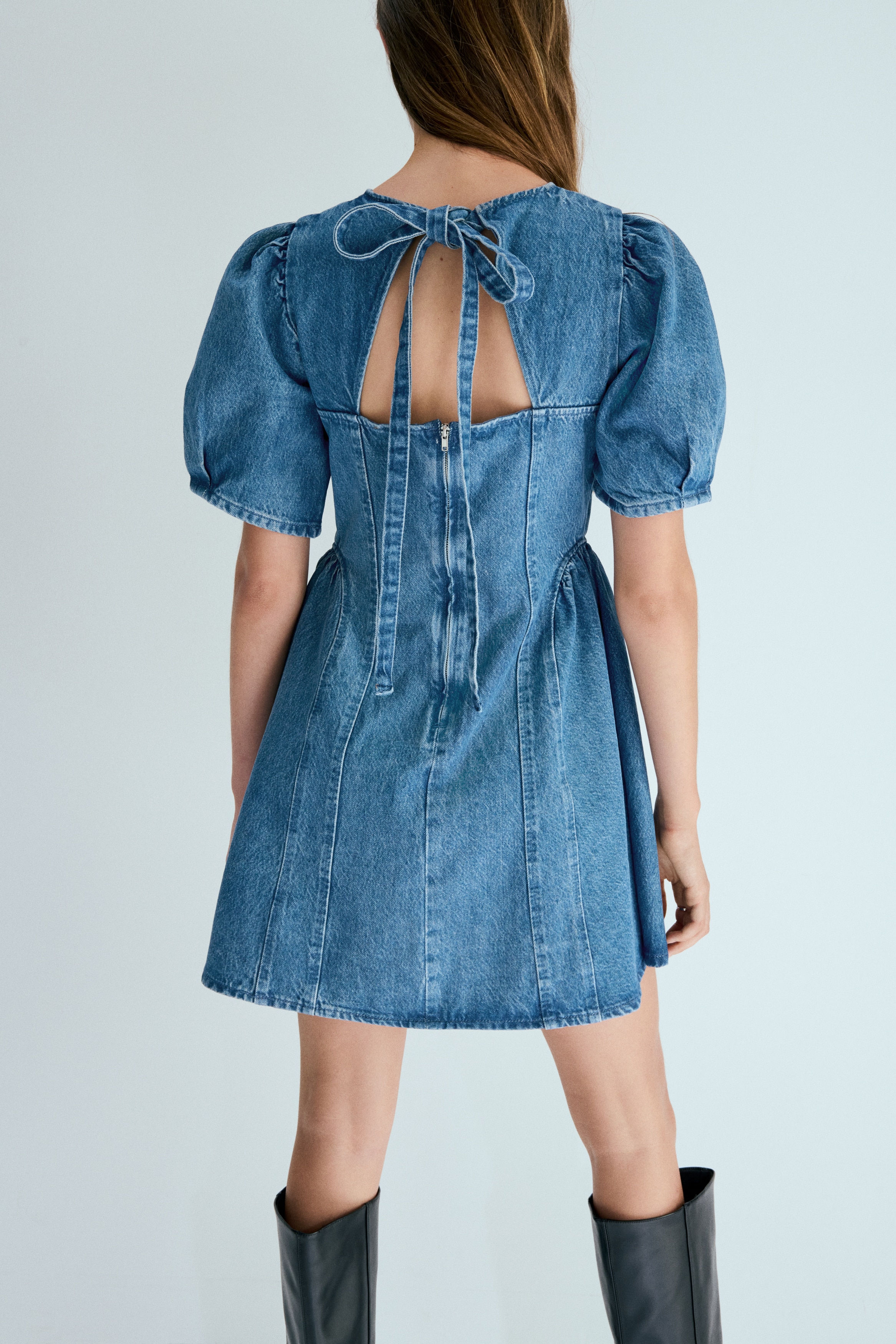 Ausgestelltes Jeanskleid - Denimblau