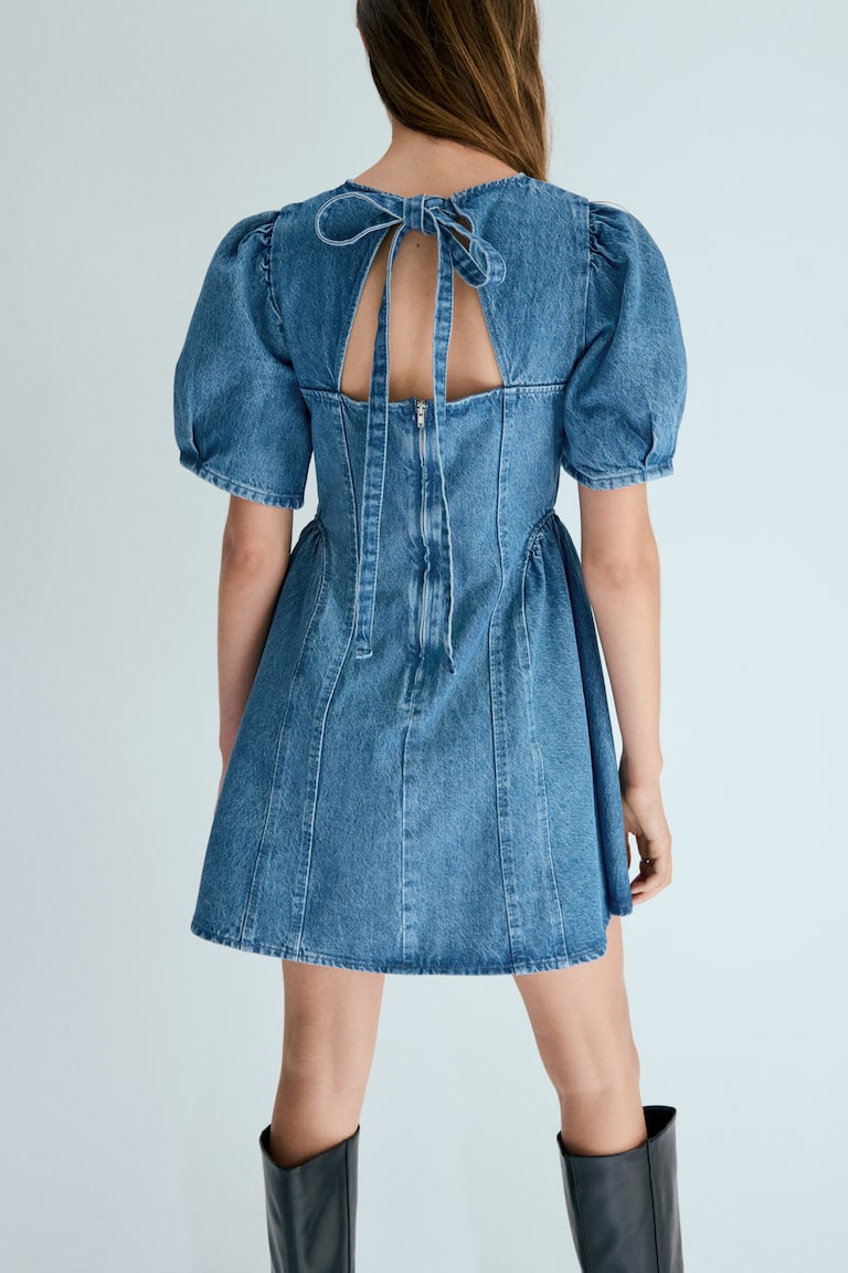 white christmas dresses Billy T Women's Denim Frayed Shirt Dress - Blue - Size M main image 1