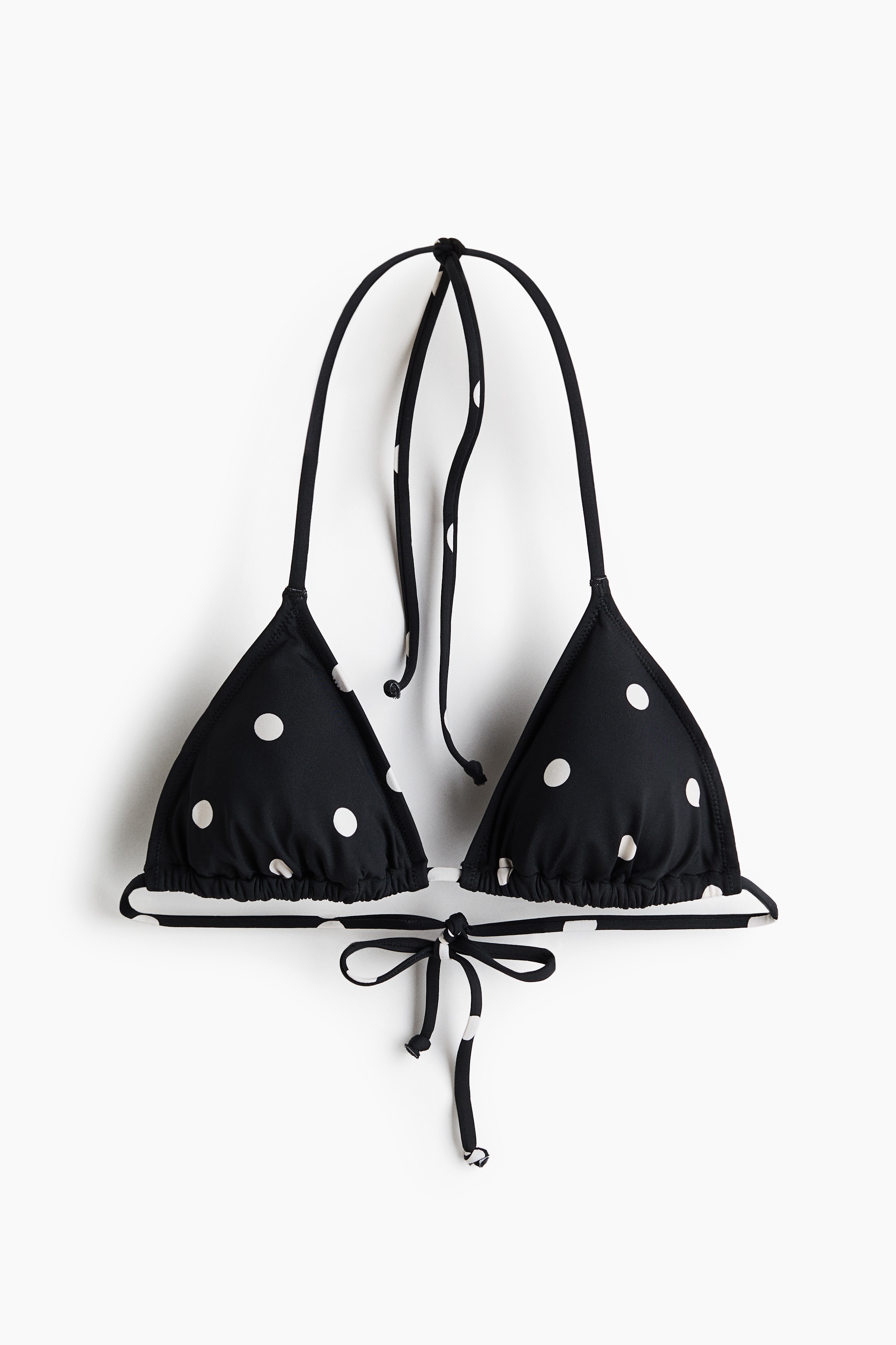 Padded Triangle Bikini Top - Black/polka dot