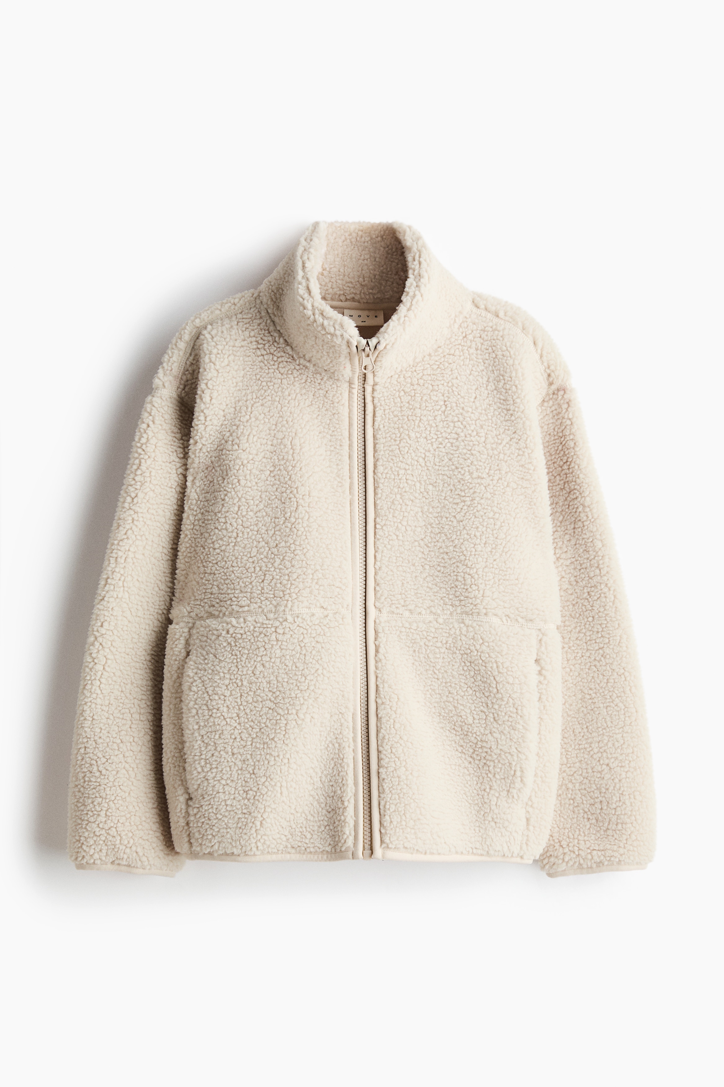 Warm sportvest van teddy - Lichtbeige/Donkerblauw