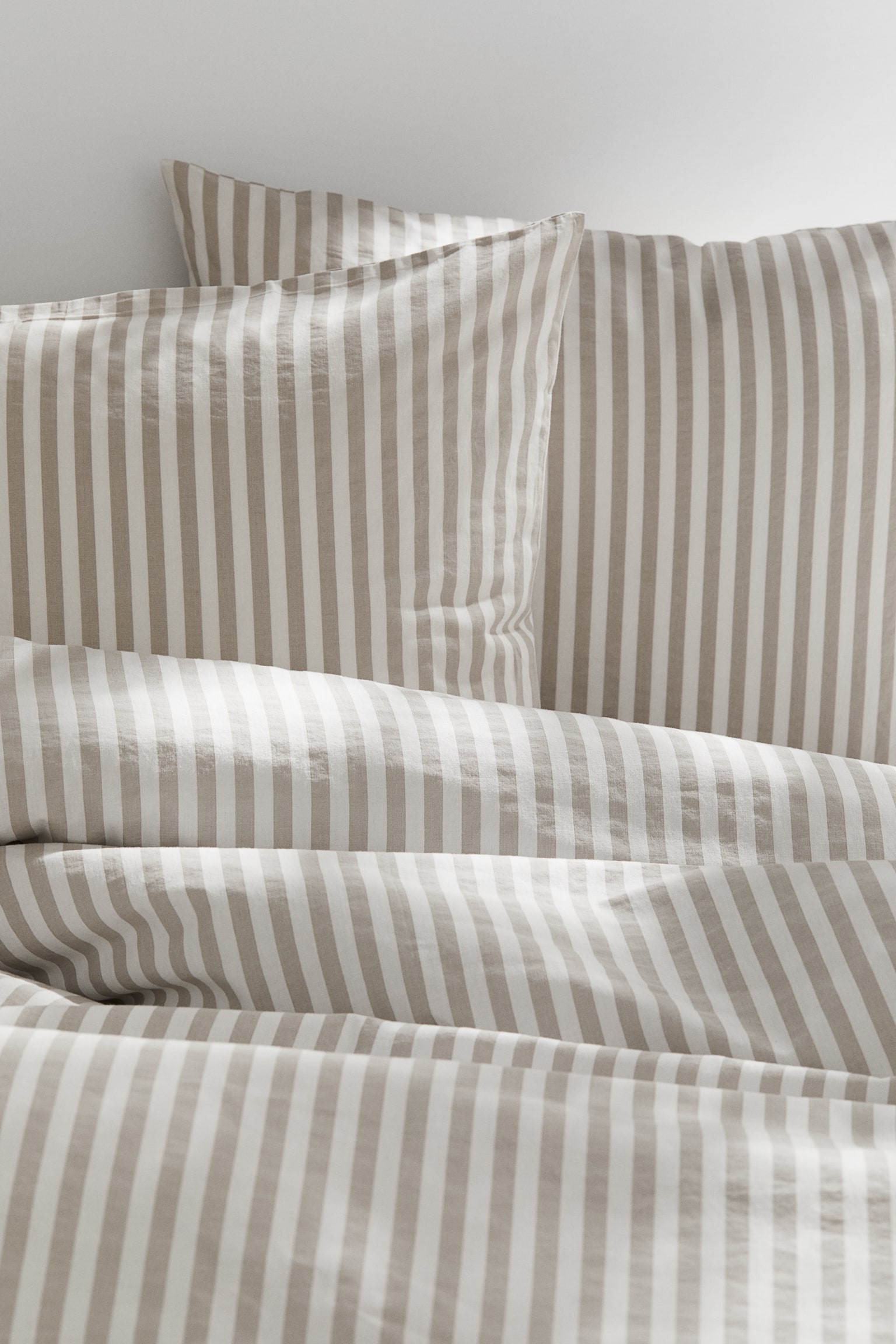 Cotton double/king duvet cover set - Light mole/White/Light khaki green/White/Dark grey/Striped/Red/Striped - 4