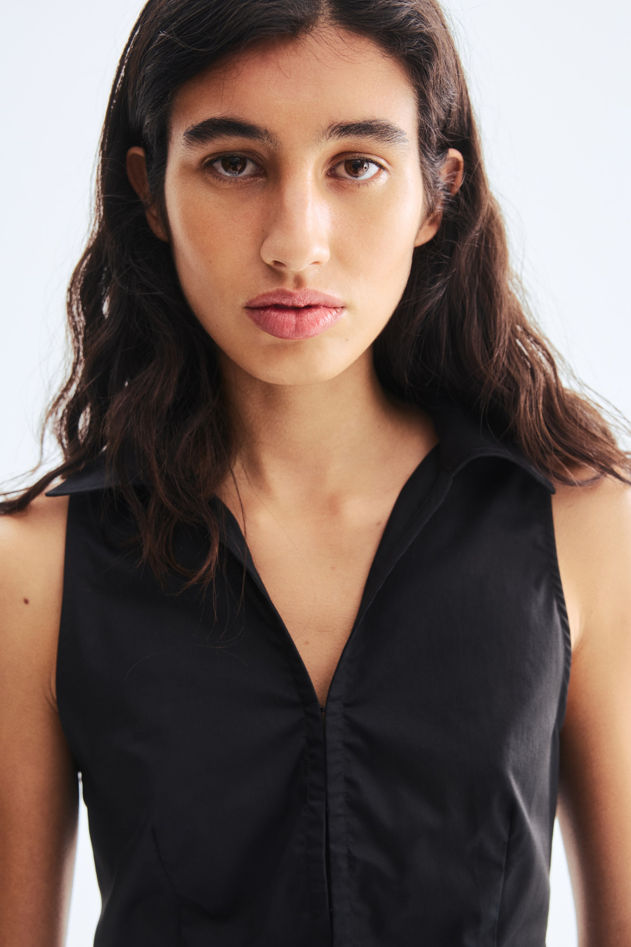 View larger image: Sleeveless cotton shirt - Black - Ladies | H&M IN 2