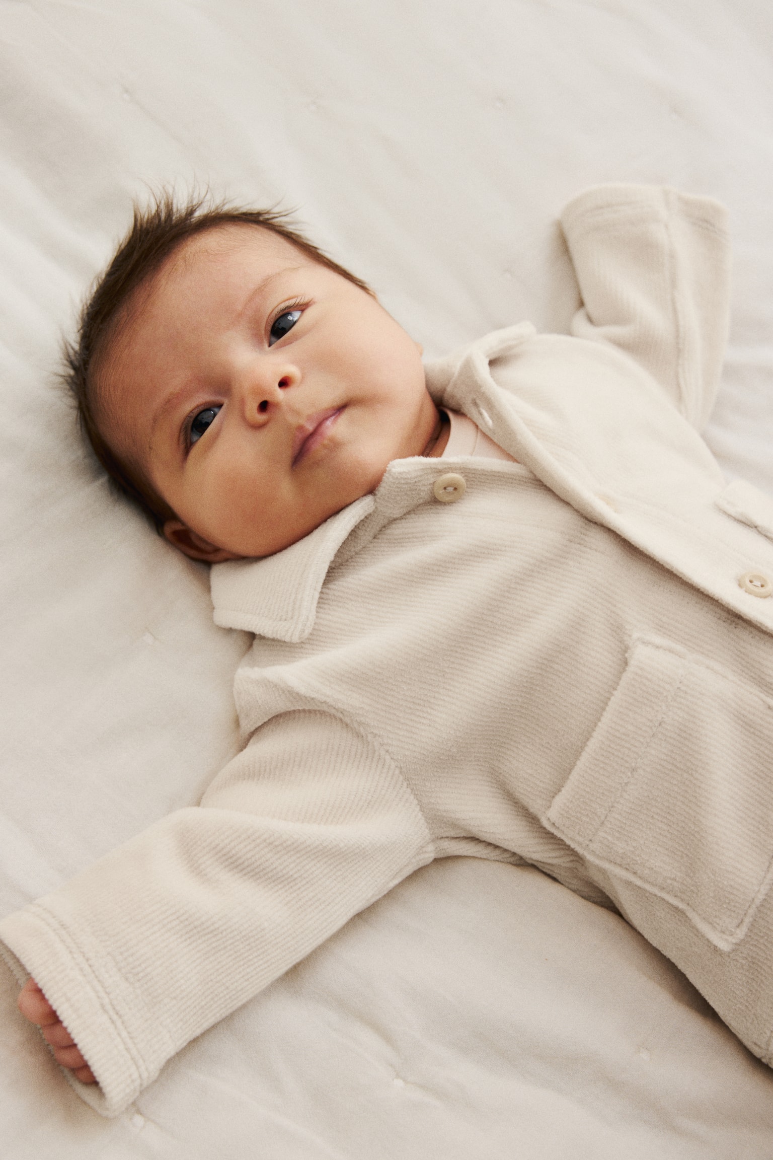 Dvoudílná souprava z žebrovaného veluru - Světle béžová - 3