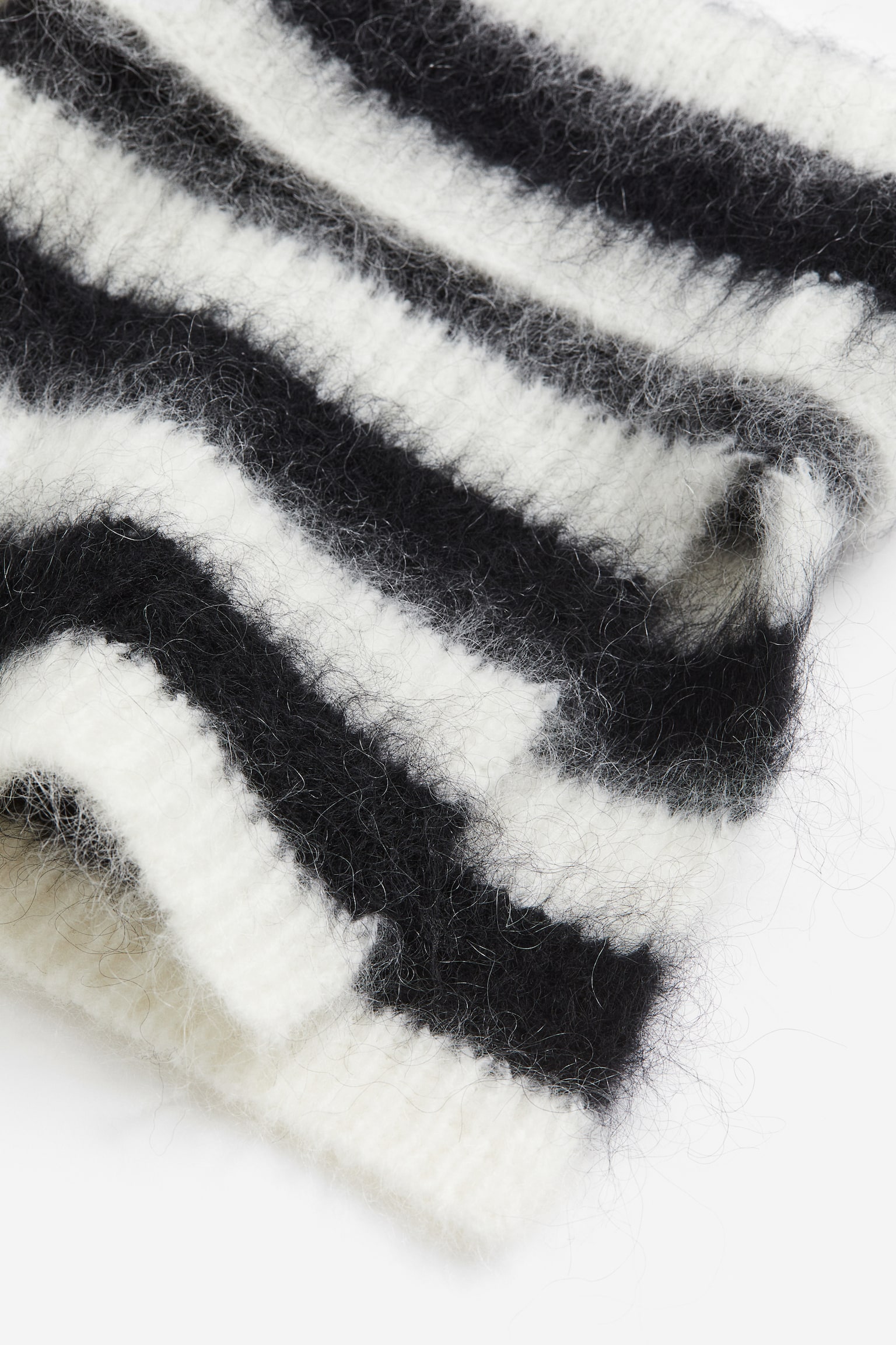 Mohair-blend tube scarf - Cream/Black striped/Cream - 2