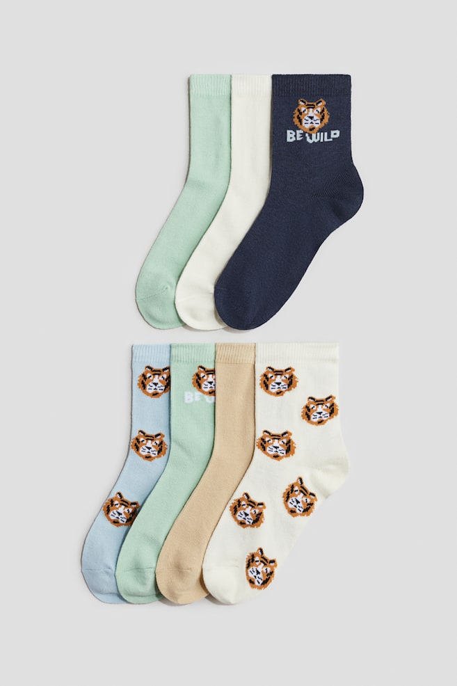 7-pack socks - Green/Tigers/Blue/Race Cars/Light khaki green/Bears/Light blue/Footballs/Navy blue/Dinosaurs/Dark green/Christmas/Navy blue/Weekdays/Dark red/Burgers/Dark blue/Burgers/Dark green/Sports balls/Light grey marl/Vehicles/Khaki green/DInosaurs/Light blue/Dinosaur - 1