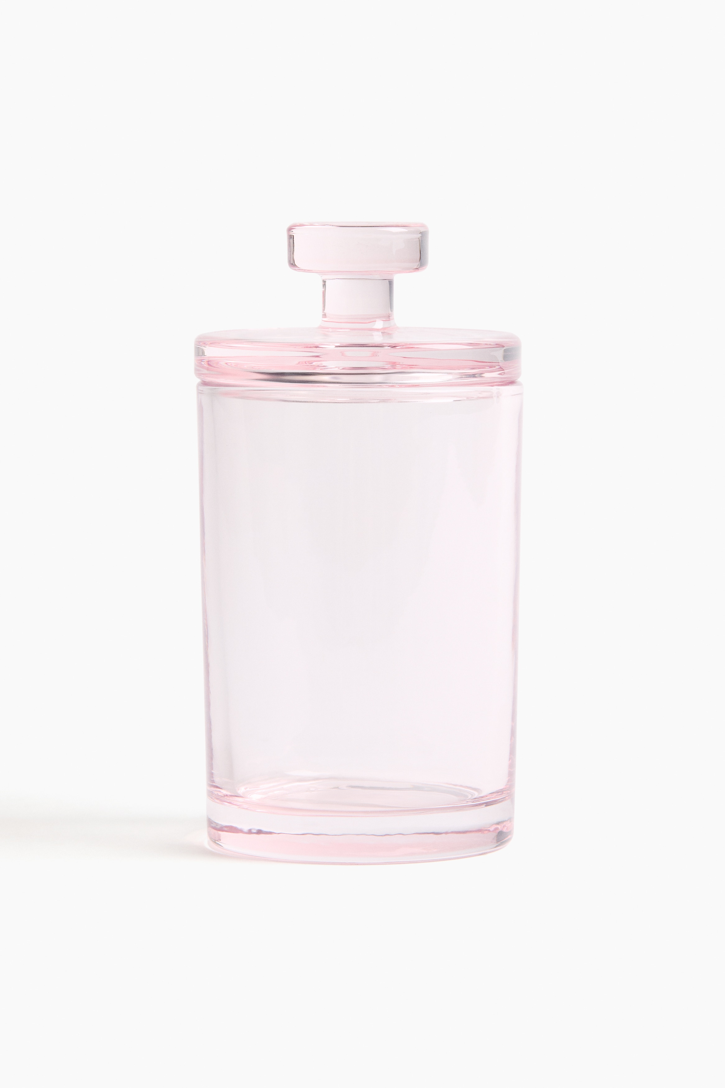 Jarre mince en verre avec couvercle - Rose clair/Transparent