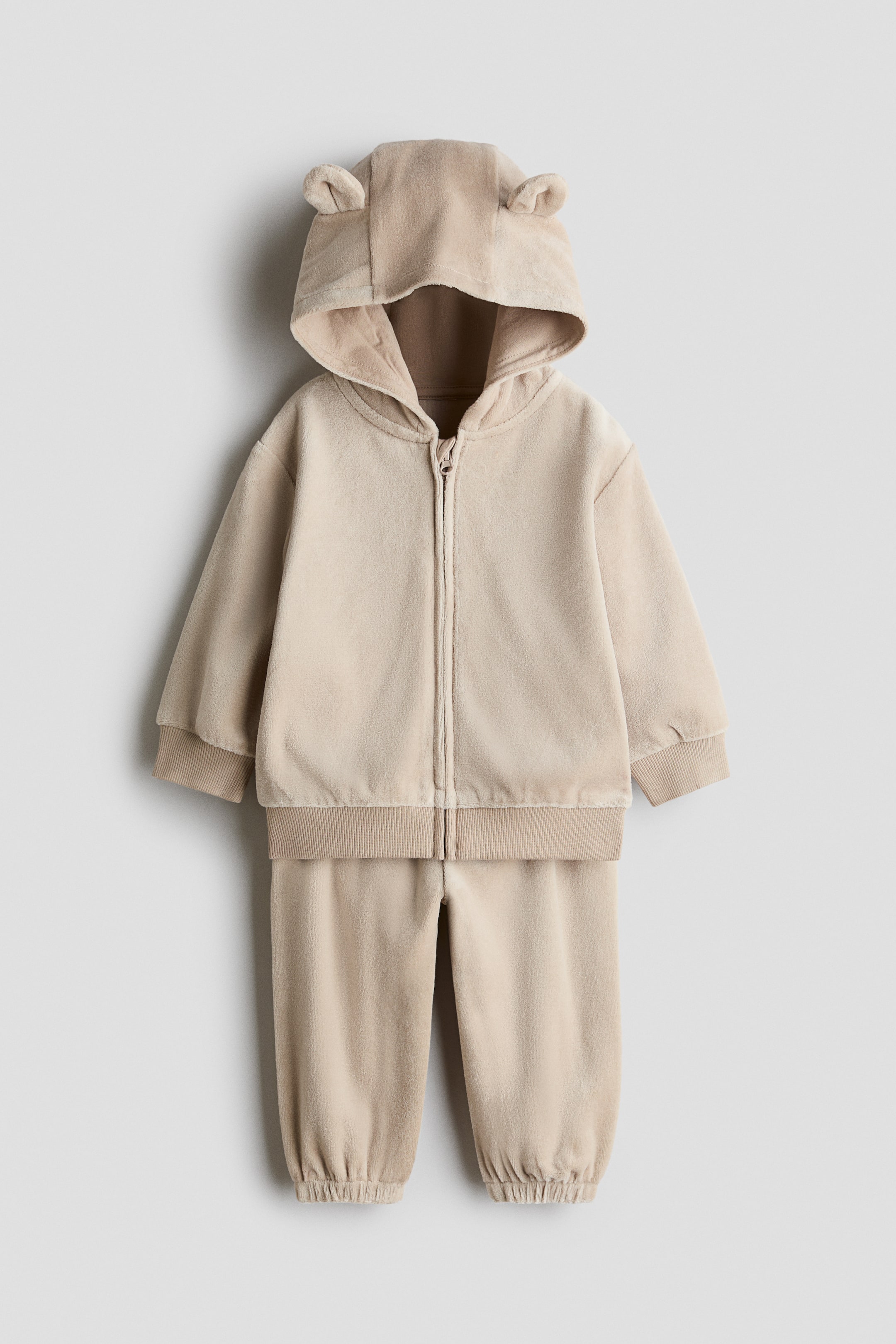 View larger image: 2-piece velour set - Light beige - Kids | H&M 1