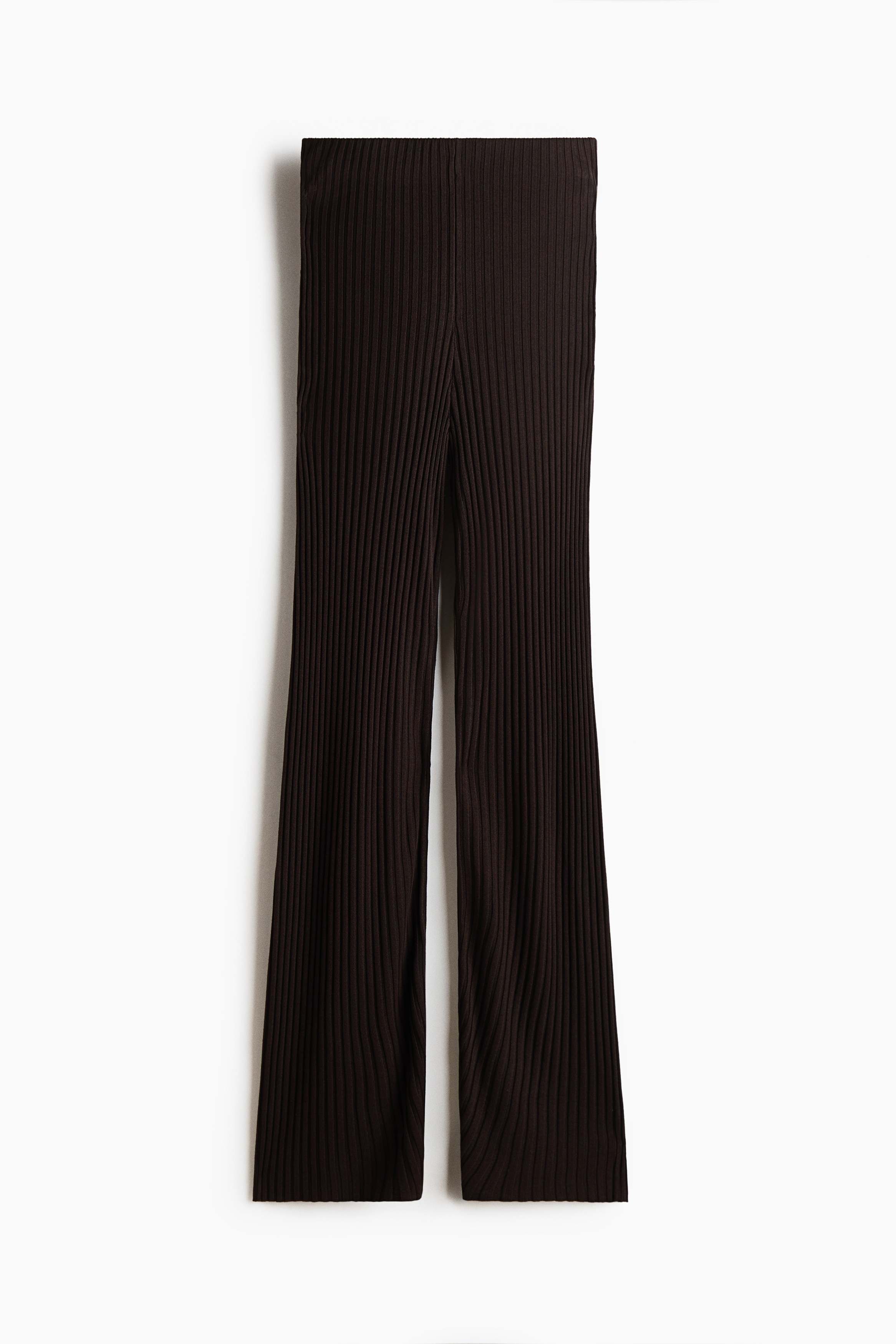 Rib-knit viscose trousers - Dark brown