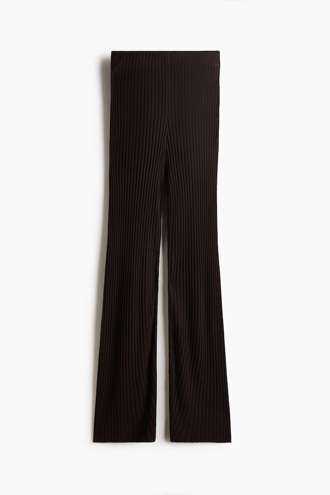 Pantalón en punto acanalado de viscosa - Marrón oscuro - 1