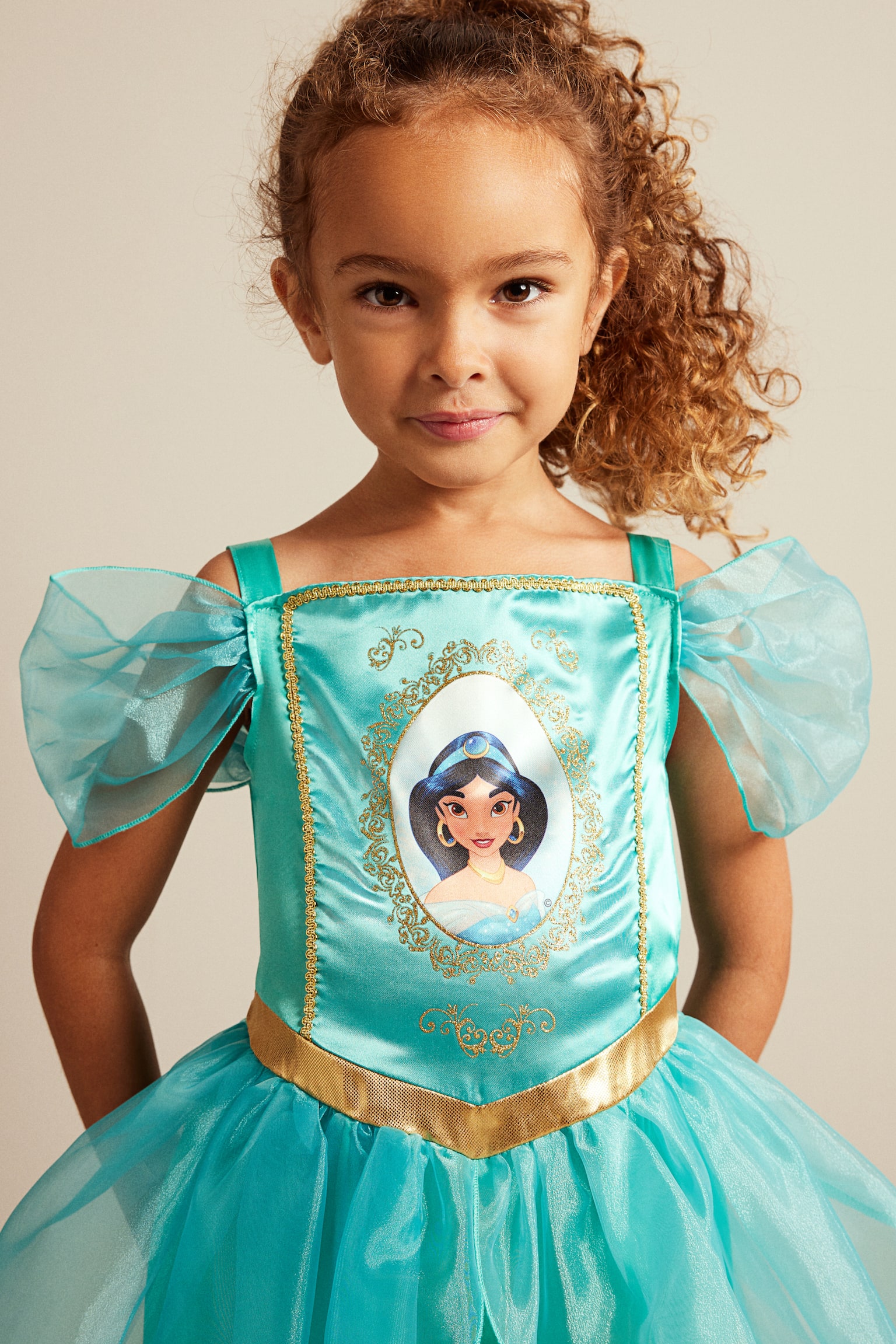 Print Fancy Dress Costume - Turquoise/Princess Jasmine - 4