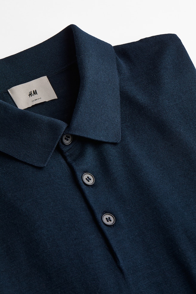 Slim Fit Silk-blend polo shirt - Navy blue/Black/Cream/Sage green - 6