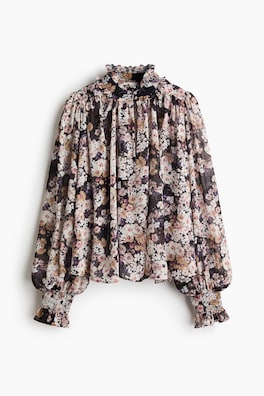 Chiffongblus med puffärm