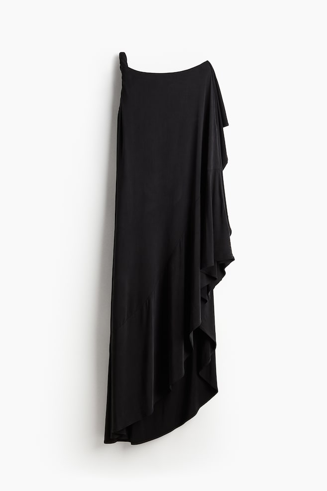 Vestido asimétrico de punto - Negro - 1
