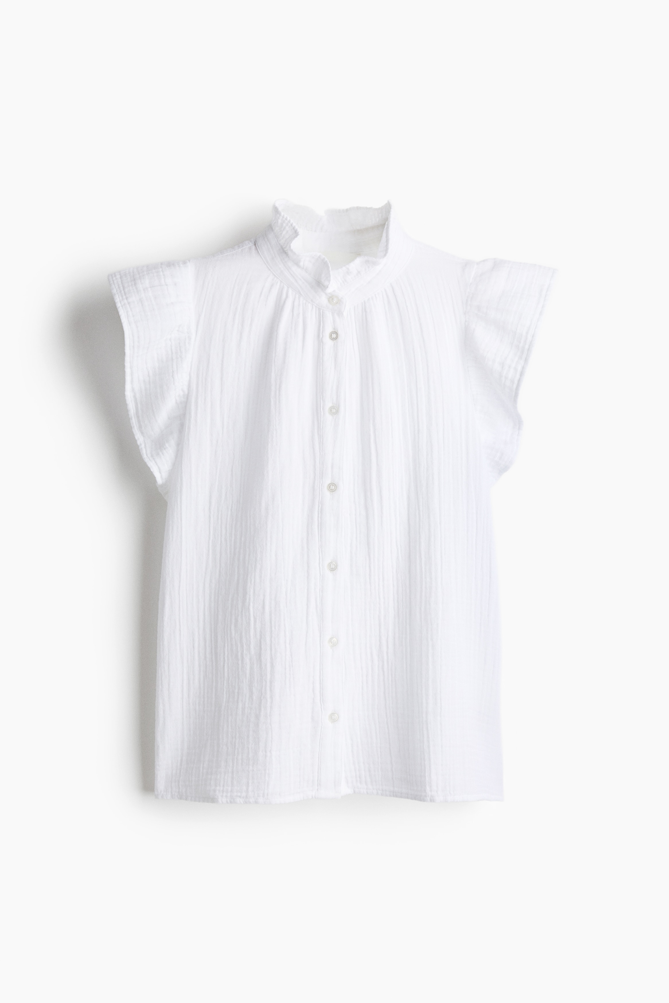 Fodros ujjú muszlinblúz - Fehér/Bézs/Kék