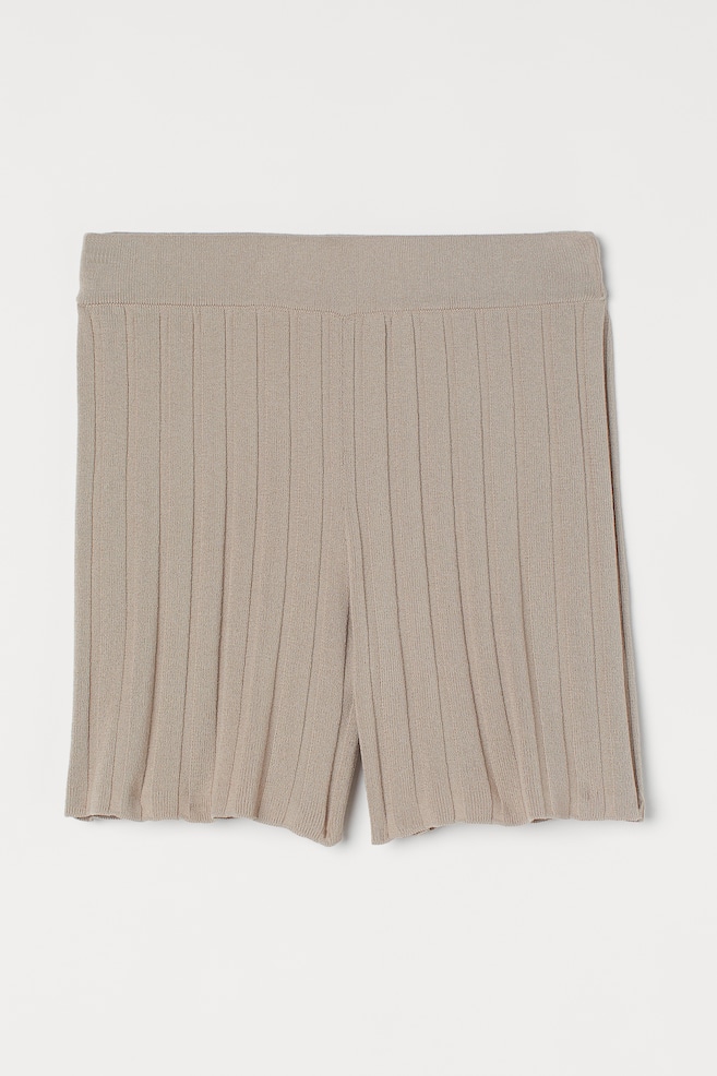 Ribbed shorts - Greige/Light beige marl - 1