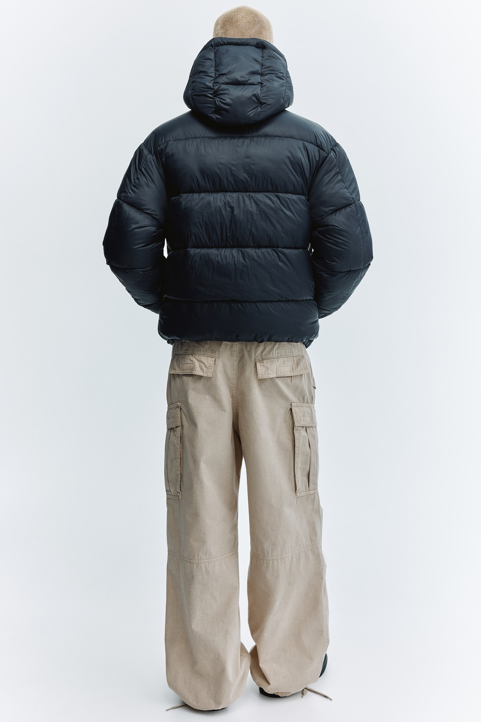 Water-repellent puffer jacket - Navy blue/Black - 4