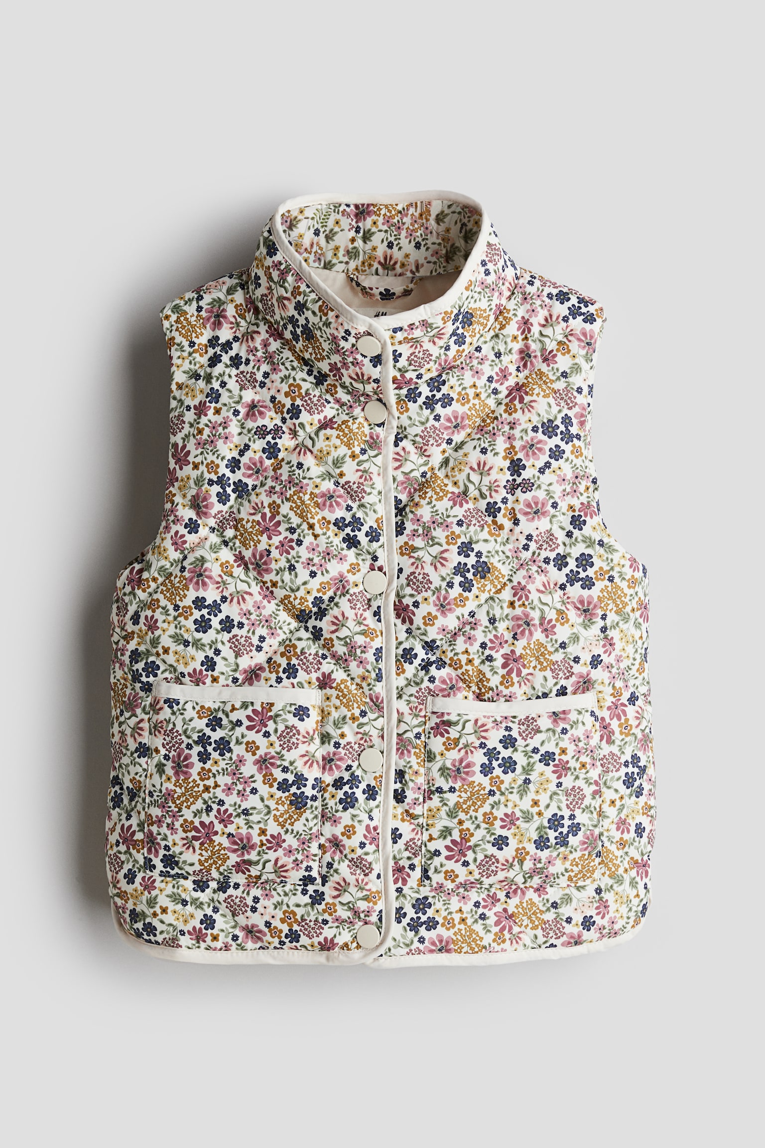 Quilted gilet - Light beige/Floral/Light pink - 1