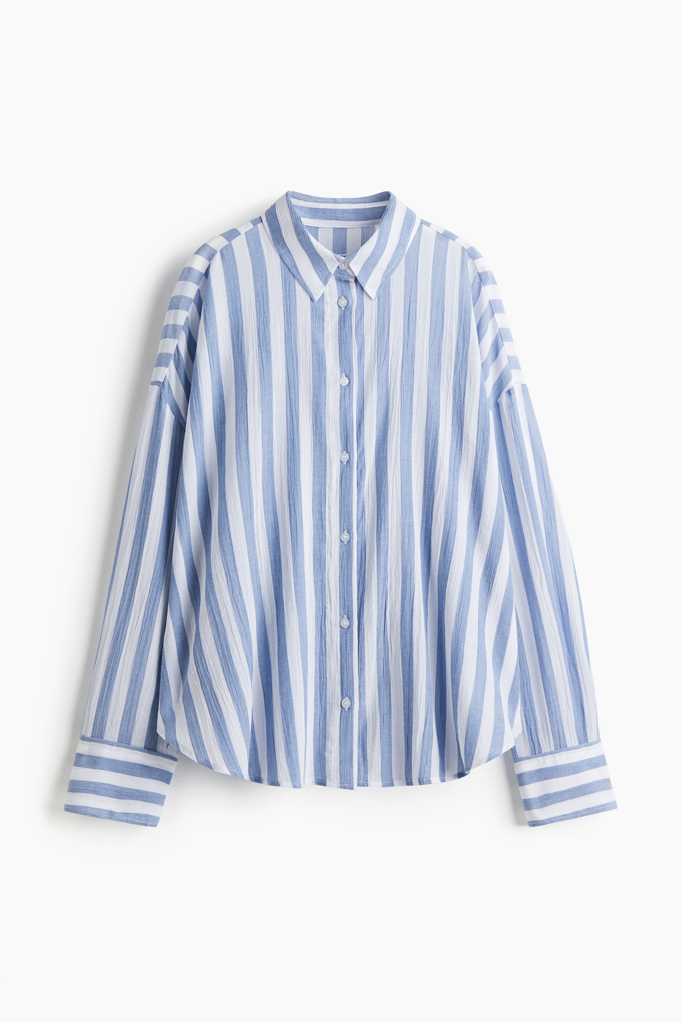 Cotton Beach Shirt - Blue/White stripe