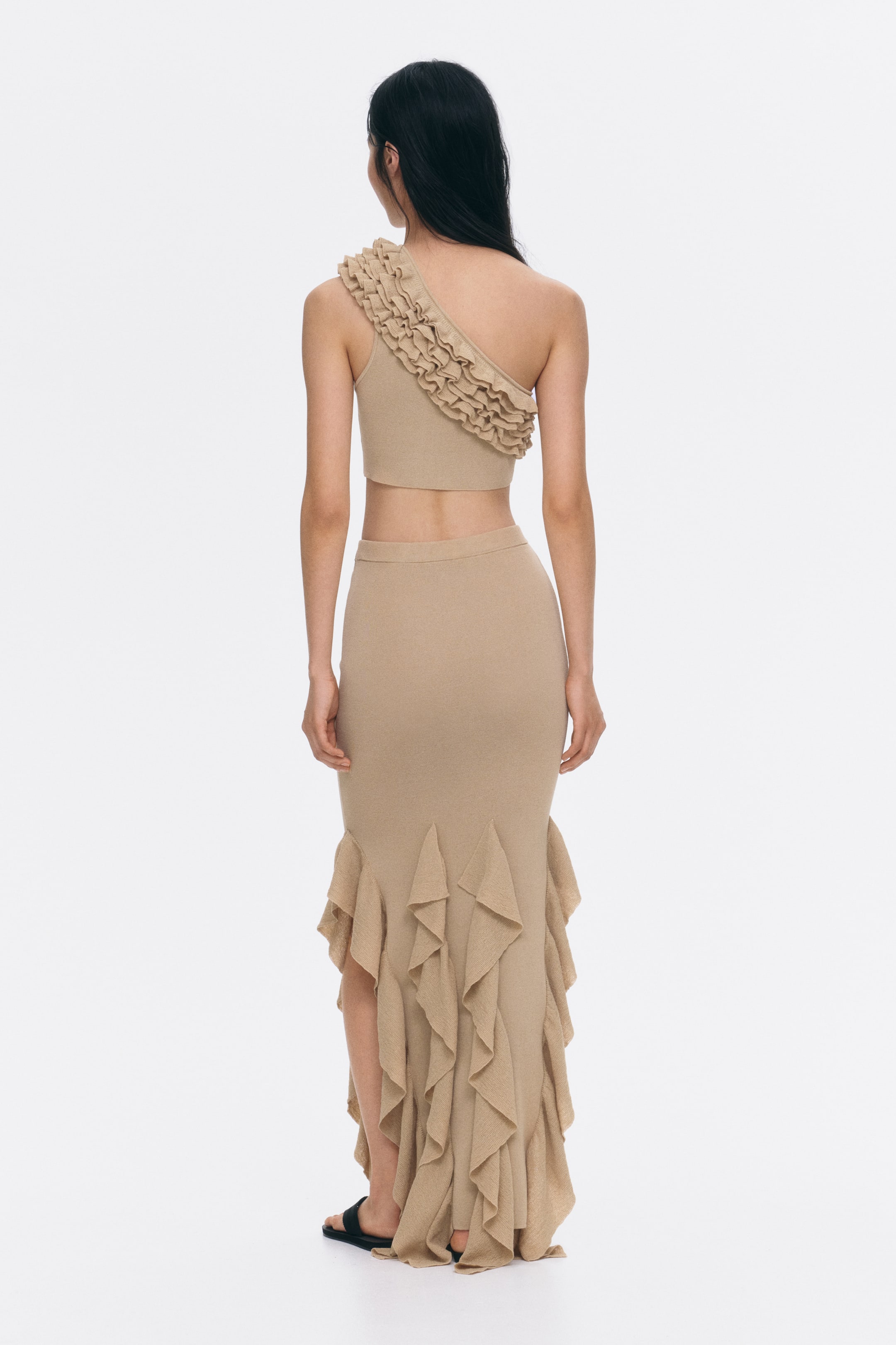 Ruffled One-Shoulder Crop Top