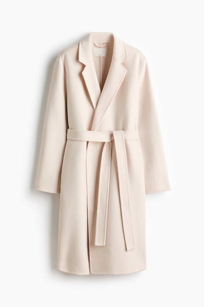 Handmade wool-blend coat - Cream/Brown - 1