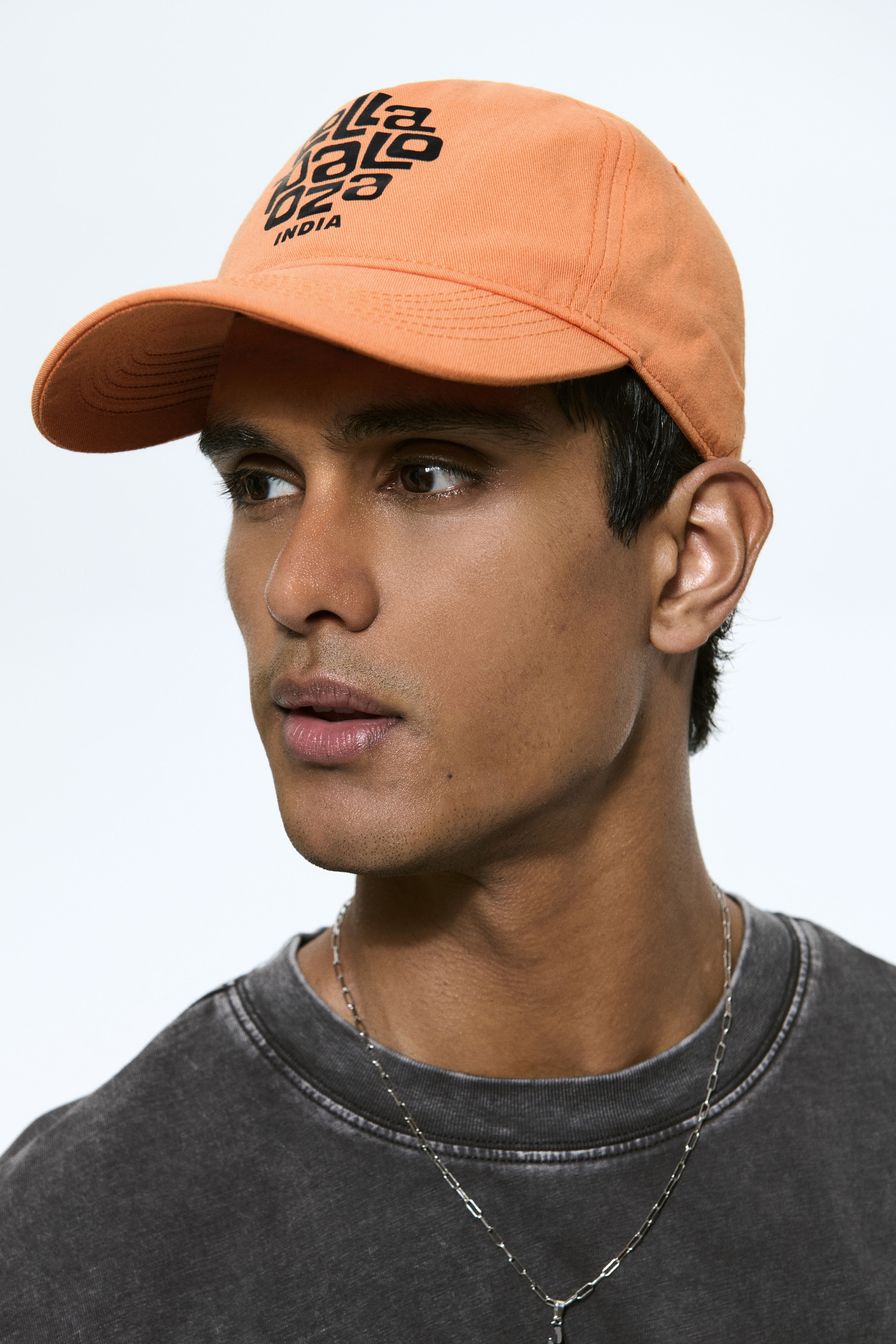 Print-motif cotton twill cap - Orange/Lollapalooza India