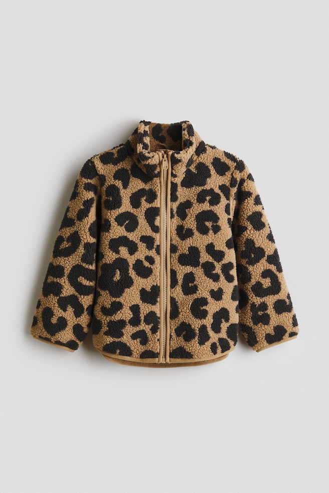 Casaco em pelúcia com padrão - Bege/Padrão leopardo - 1