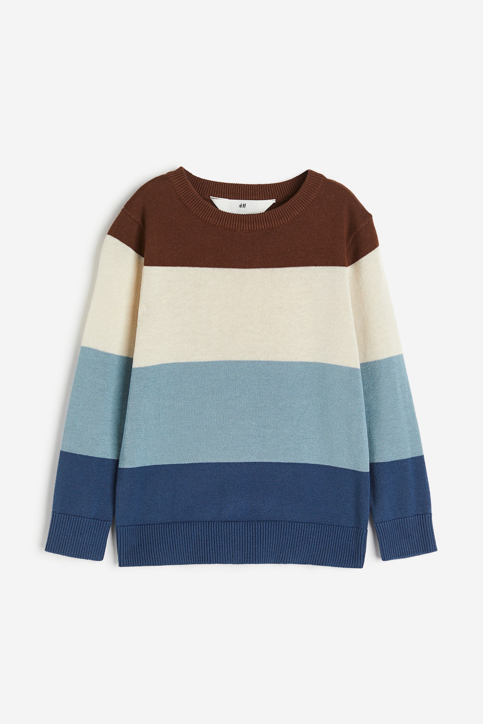 Jacquard Knit Cotton Sweater - Dark blue/Block stripe/Natural white/Stripe/Blue/Block colour/Navy blue/Stripe - 1