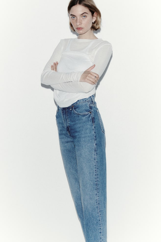 Mom Slim Fit High Waist Ankle Jeans - Blu denim/Blu denim chiaro/Blu denim scuro/Blu denim scuro/Bianco - 3