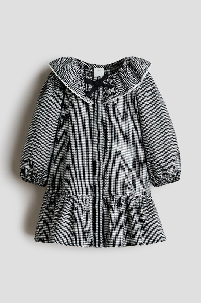 Kleid mit Kragen - Schwarz/Kariert - 1