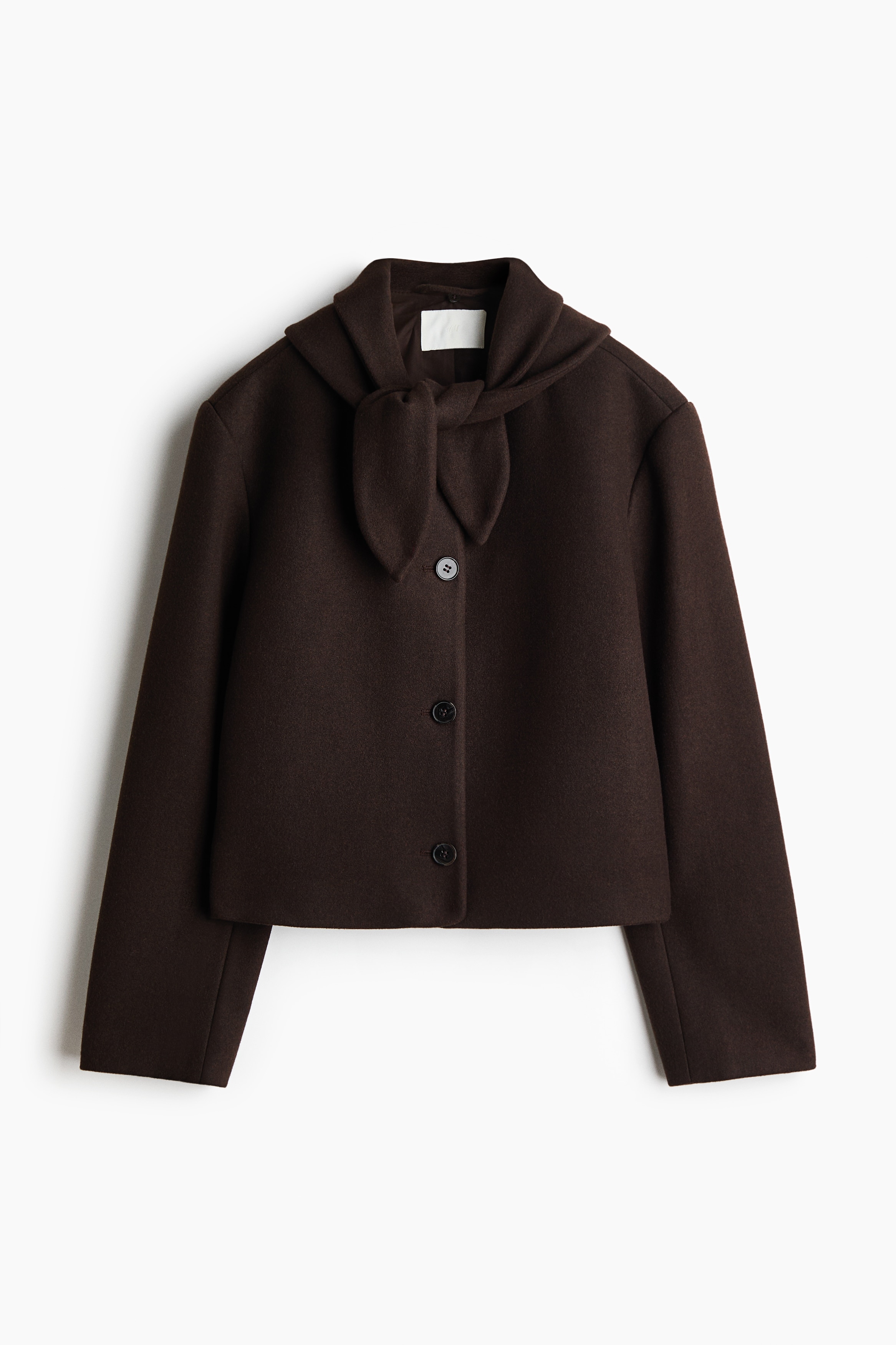 Saco de sarga con cuello de mascada - Café oscuro/Negro/Café