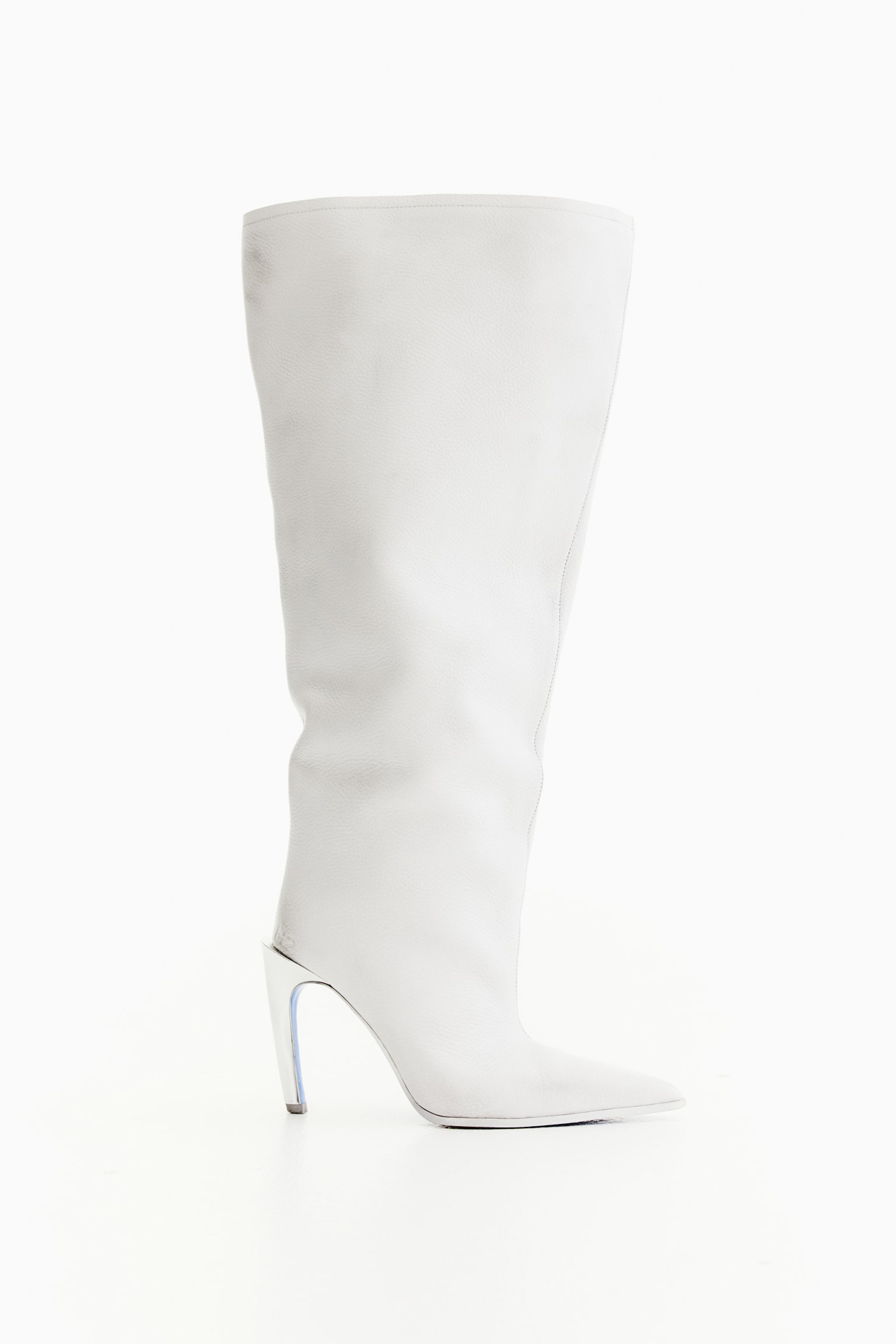 Oversized leather boots - White - 1