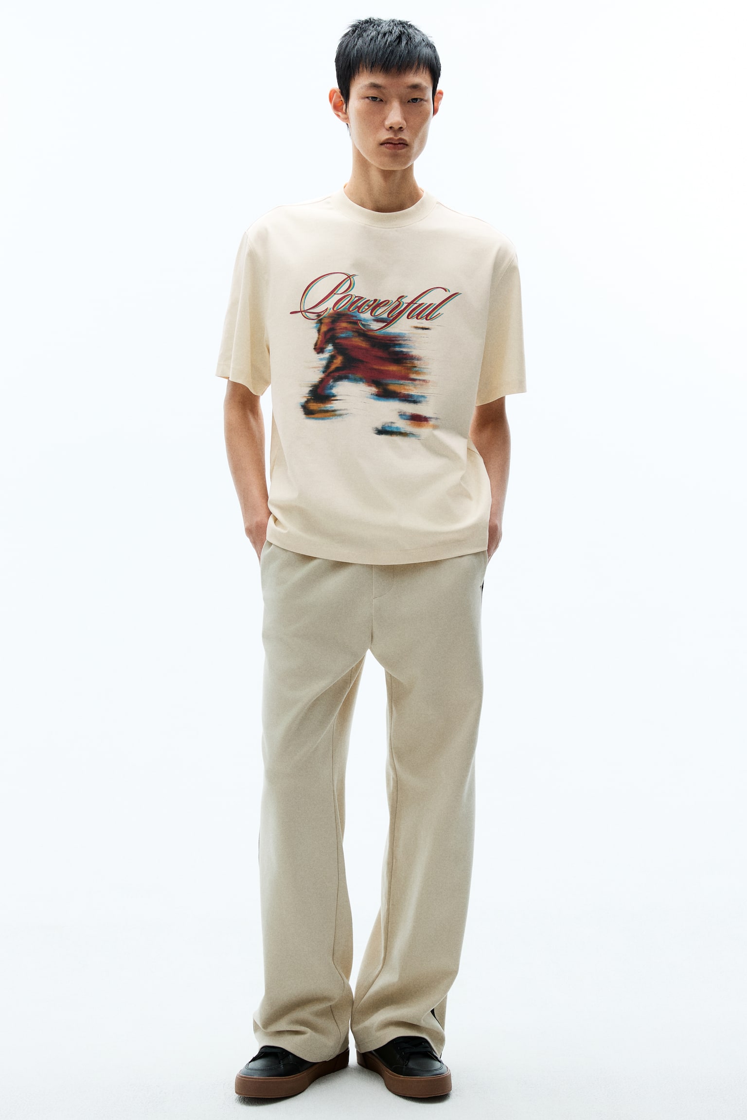 Loose Fit Printed T-shirt - Light beige/Powerful/Black/Powerful/Red/Always powerful/Purple/Unity - 5