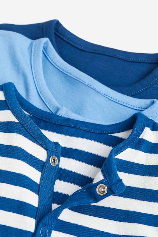 3-pack cotton pyjamas - Dark blue/Striped/Dark grey/Moons/Natural white/Floral/White/Patterned/dc/dc - 3