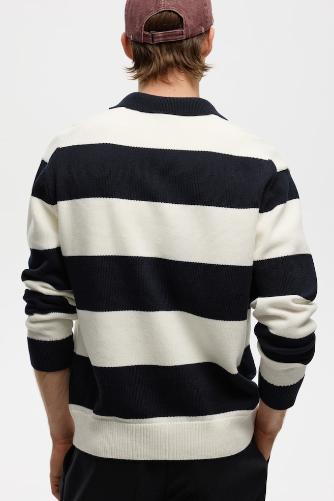 Relaxed-Fit Polo Shirt - Dark blue/striped - 4
