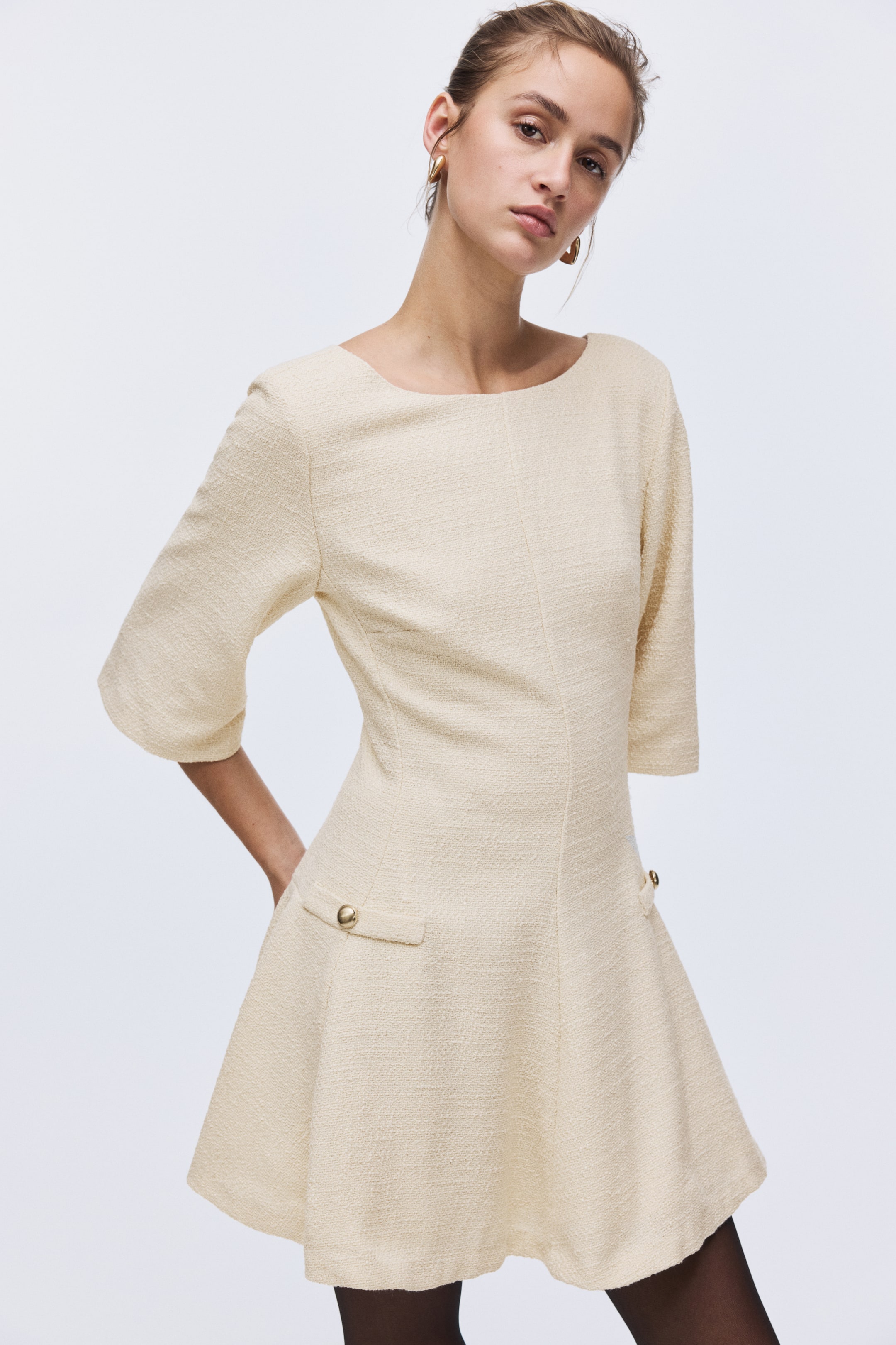 Ampliar la imagen: Vestido de bouclé - Beige claro - Ladies | H&M MX 4