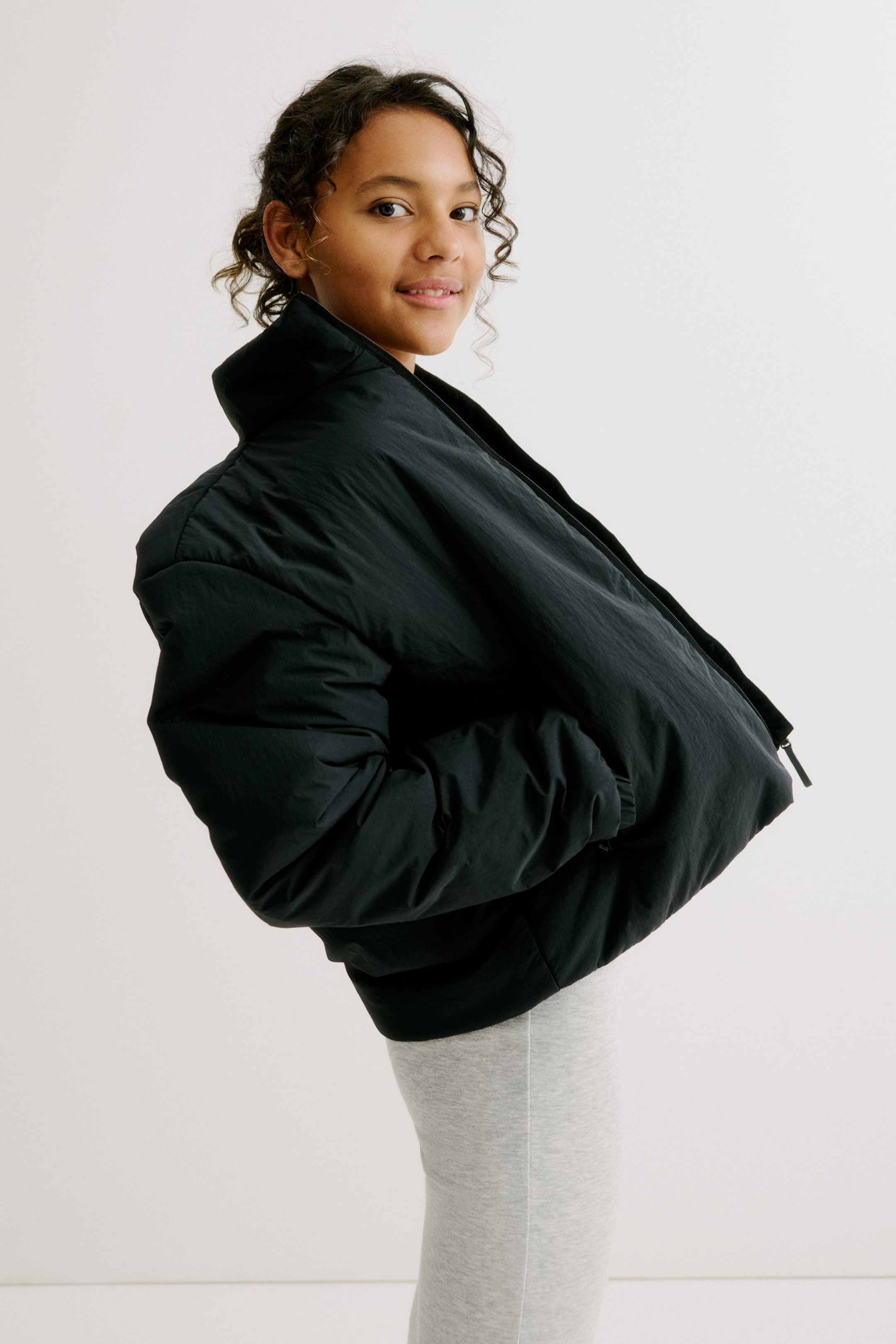 View larger image: Water-repellent padded sports jacket - Black - Kids | H&M GB 1