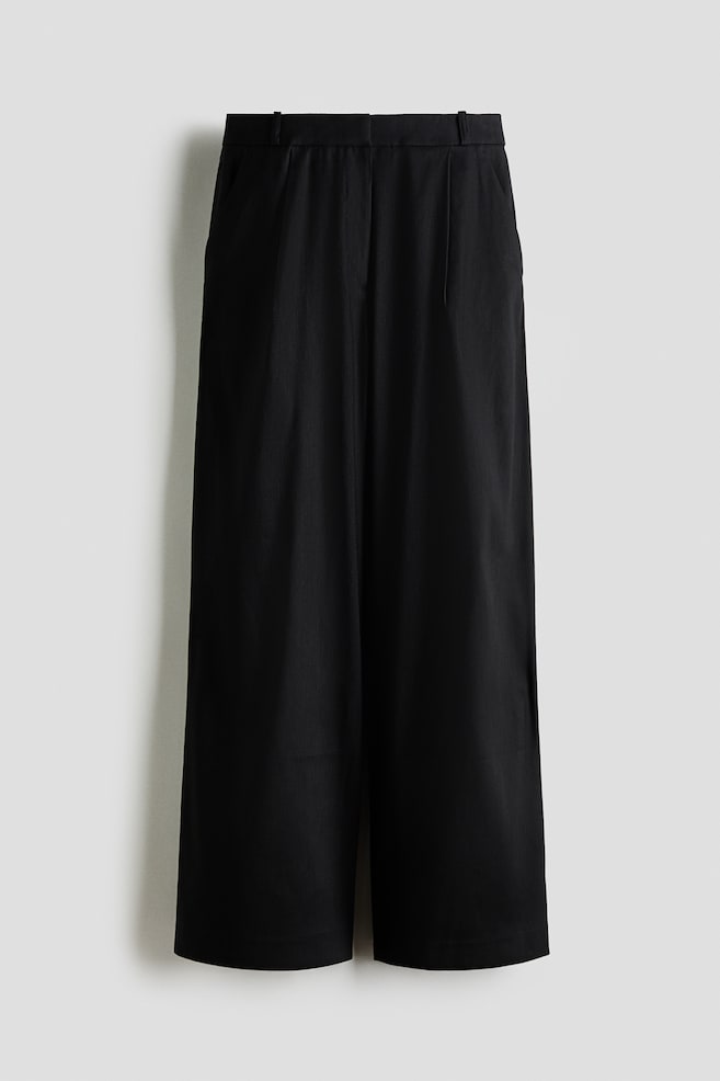 Pantalon chic Easy-care en lin mélangé - Noir/Marron foncé/Crème - 1