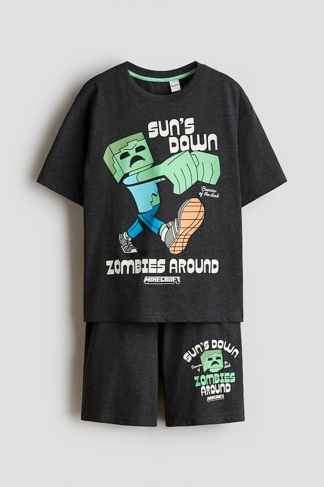 Printed cotton pyjamas - Dark grey/Minecraft/Dark green/Garfield/Blue/Brawl Stars - 1