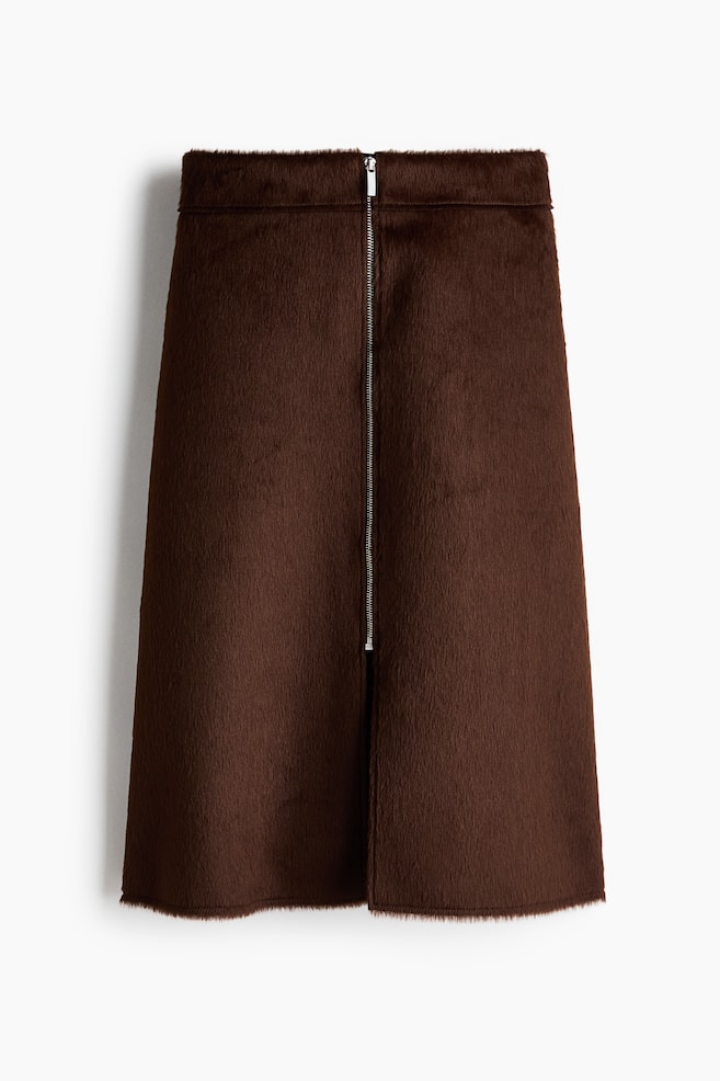 Jupe avec zip devant - Marron foncé - 1