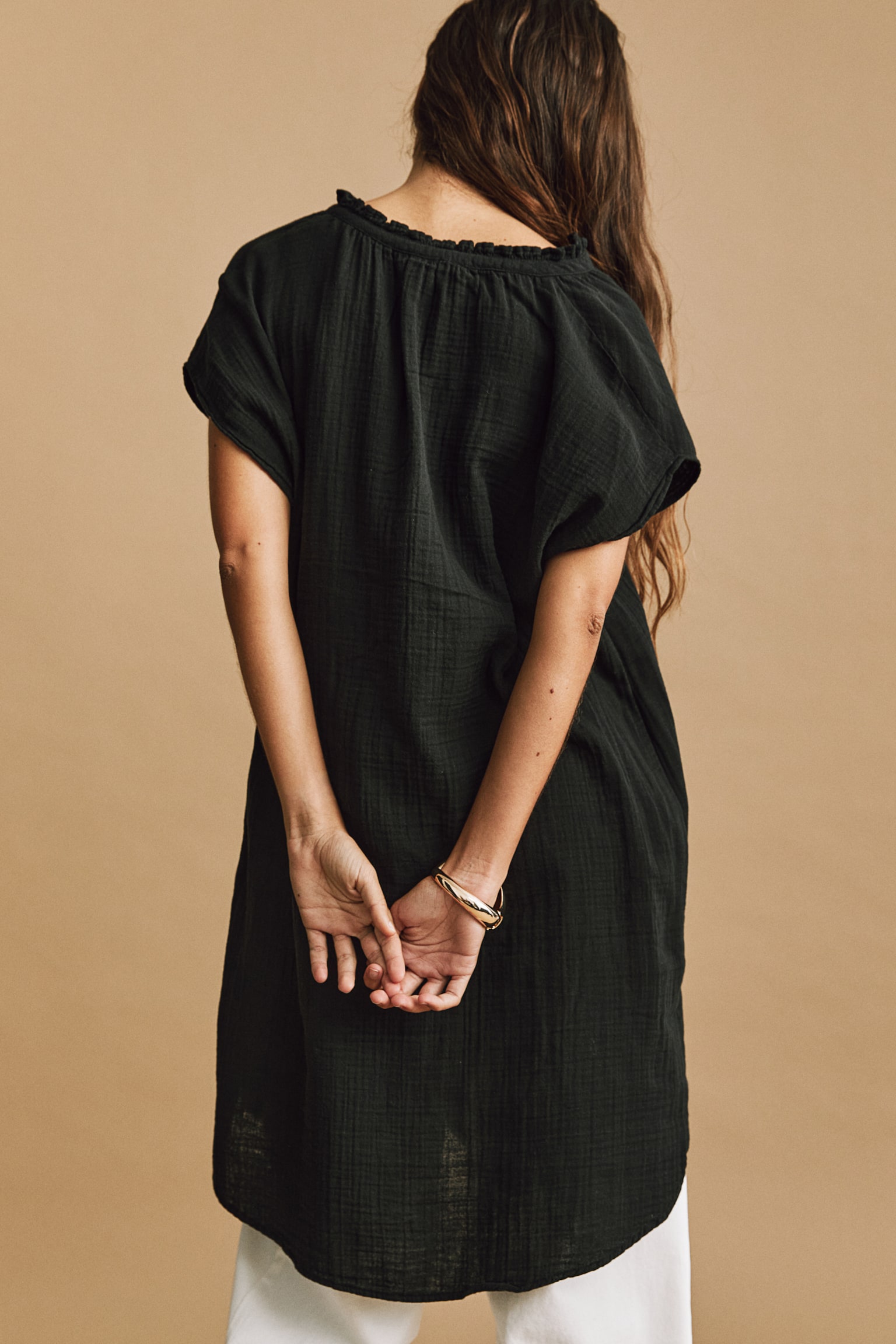 Muslin Dress - Black/Khaki green/Rust brown - 4