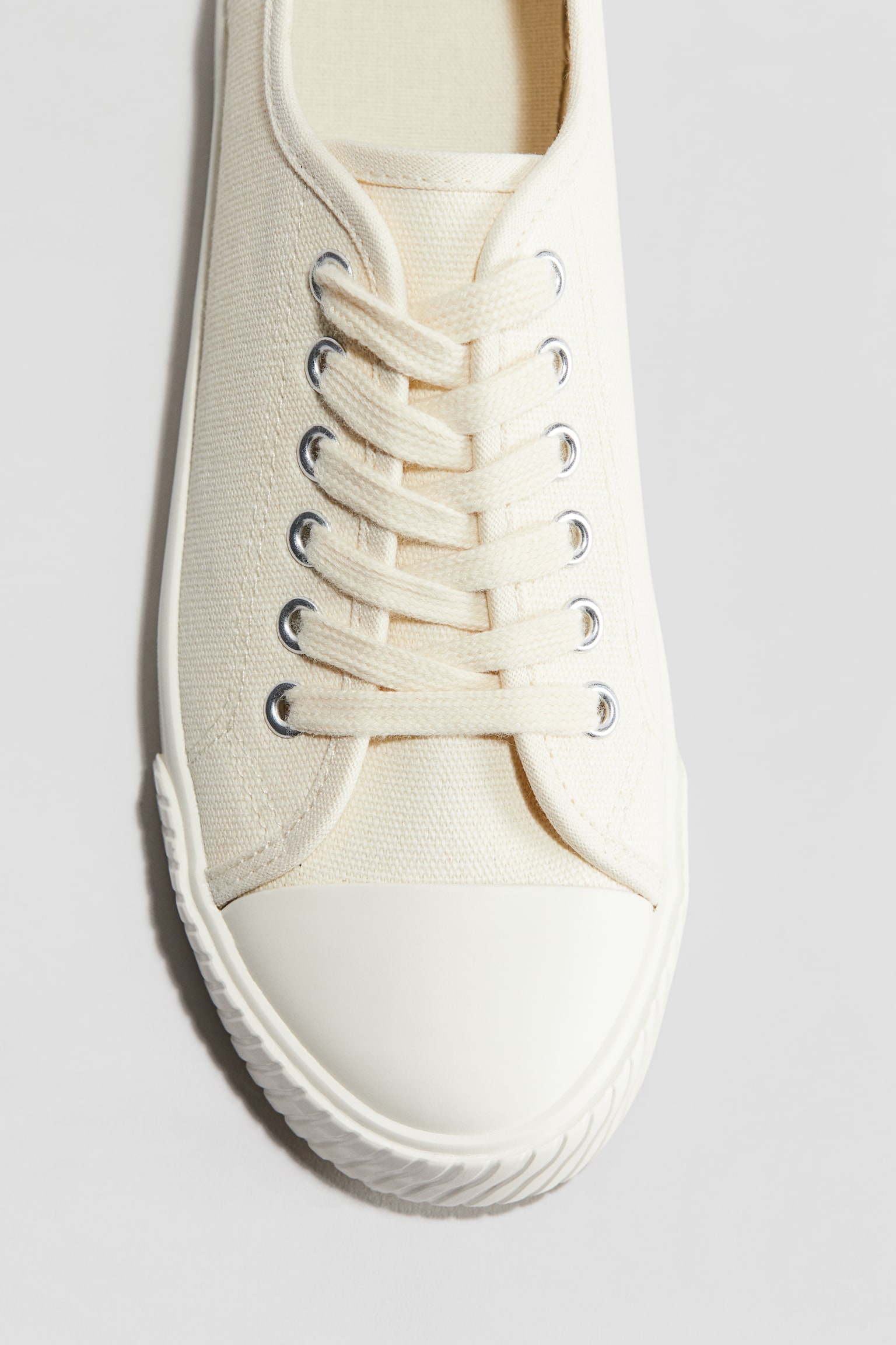 Cotton canvas trainers - Cream/Dark grey - 3