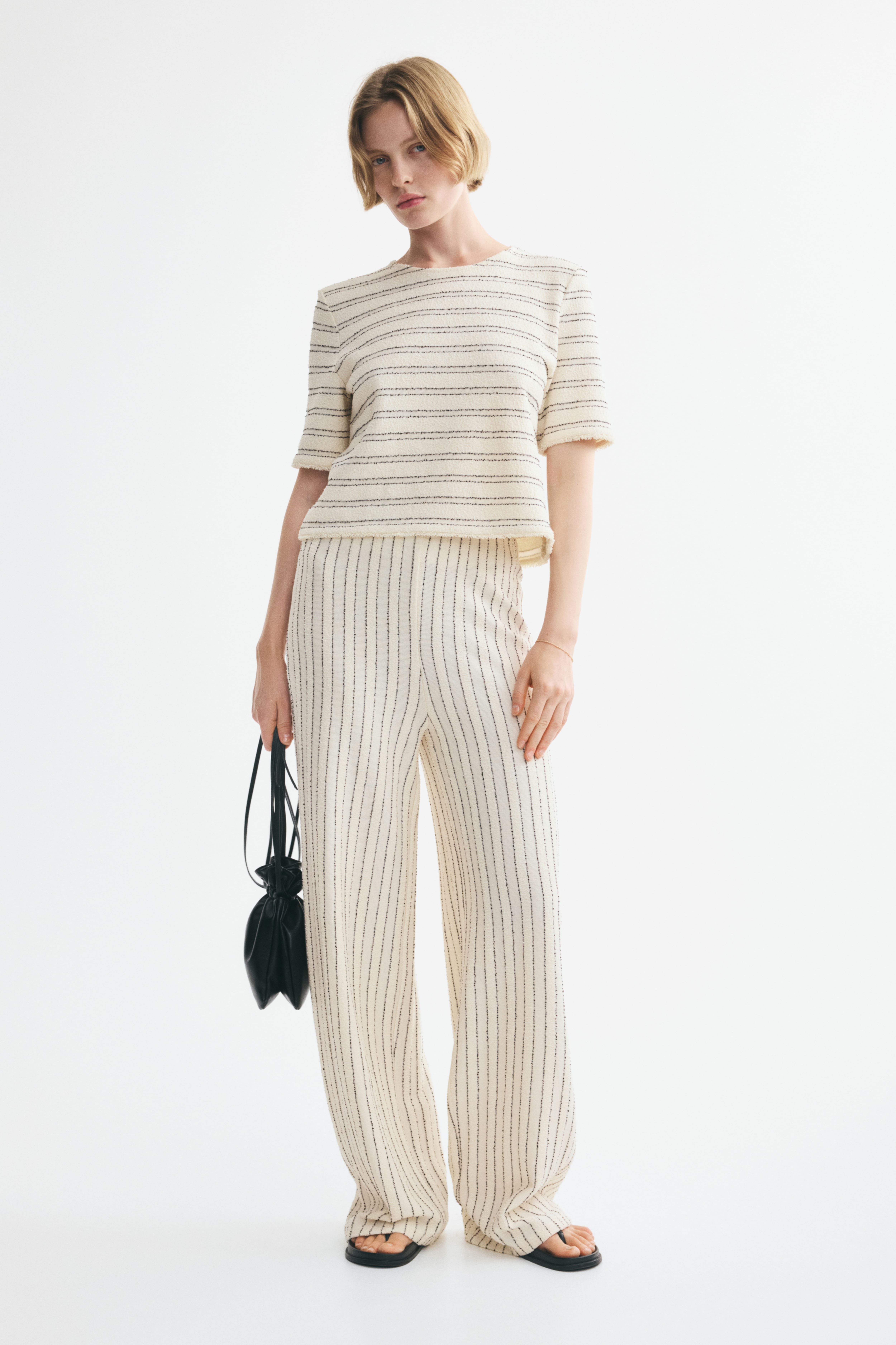 Textured Pull-On Pants