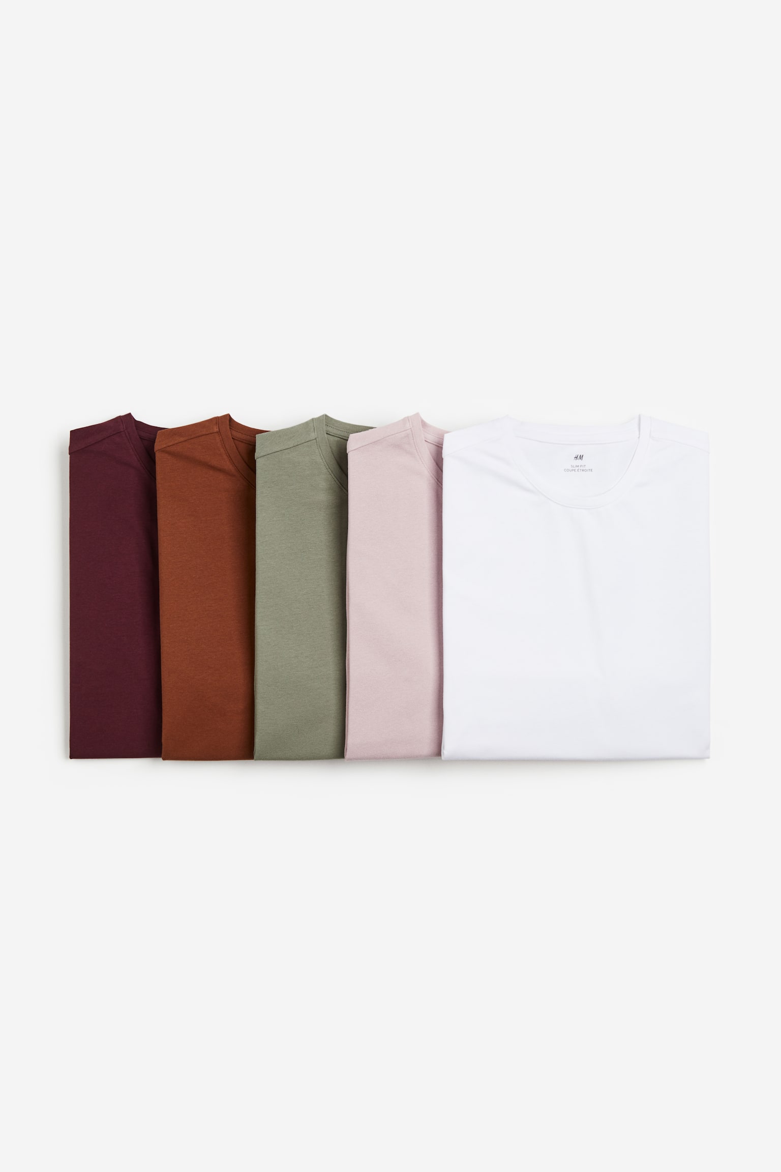 5-pack Slim Fit Tees - Burgundy/Brown/Green/White/White/Green/Blue/Green/Blue/White/White/Black/White/Pink/Brown/Khaki green/Grey/Beige/Green/Grey/Blue/Black/Navy blue/Stripe/Dark brown/White/Beige/Orange - 1