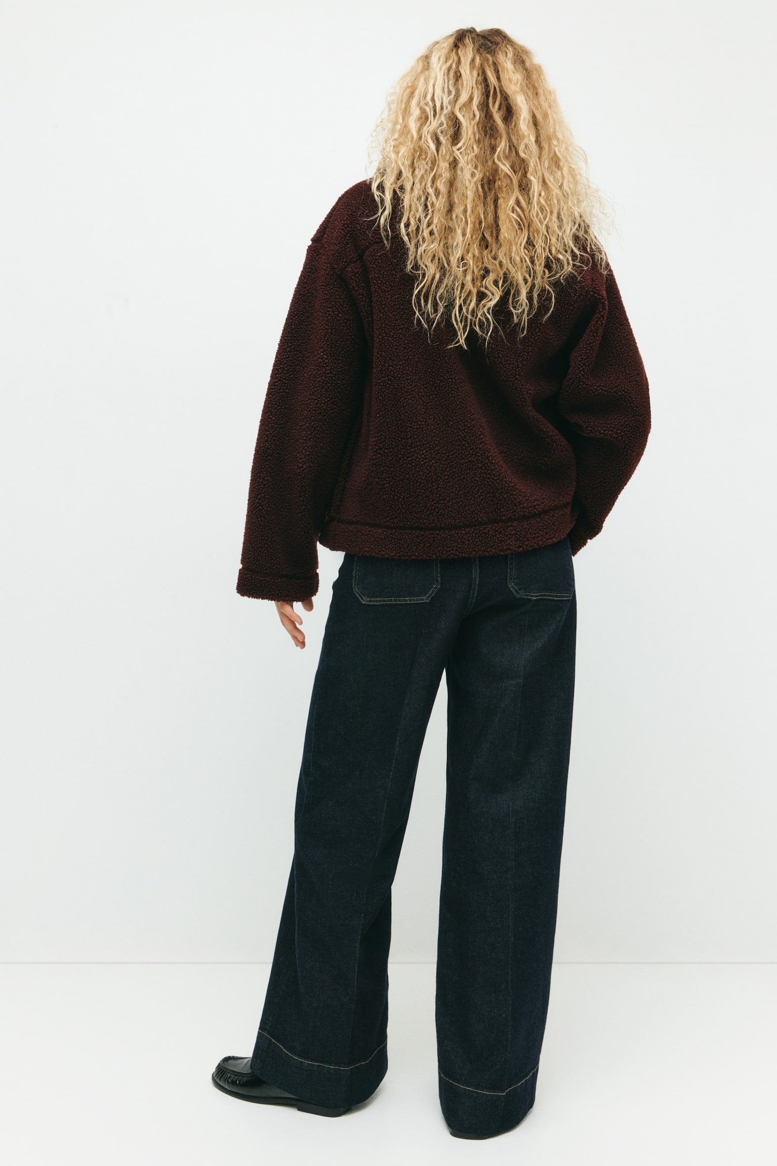 Teddy jacket - Burgundy/Light beige/Dark brown - 6