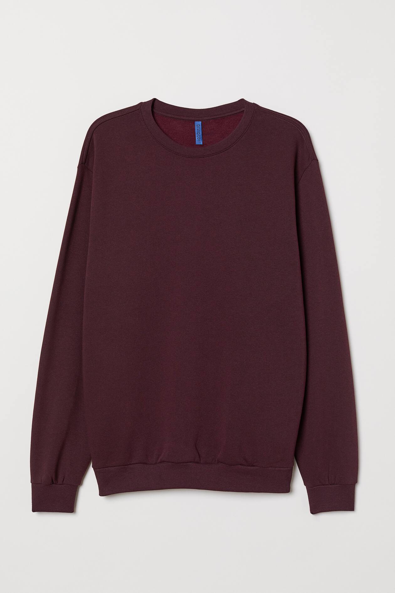 Oversized Sweatshirt - Round Neck - Long sleeve - Plum - Men | H&M US