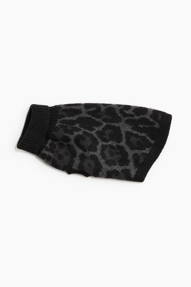 Pull jacquard pour chien - Noir/imprimé léopard - 1