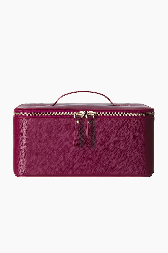 Boxy Makeup Bag - Dark pink/Black - 1
