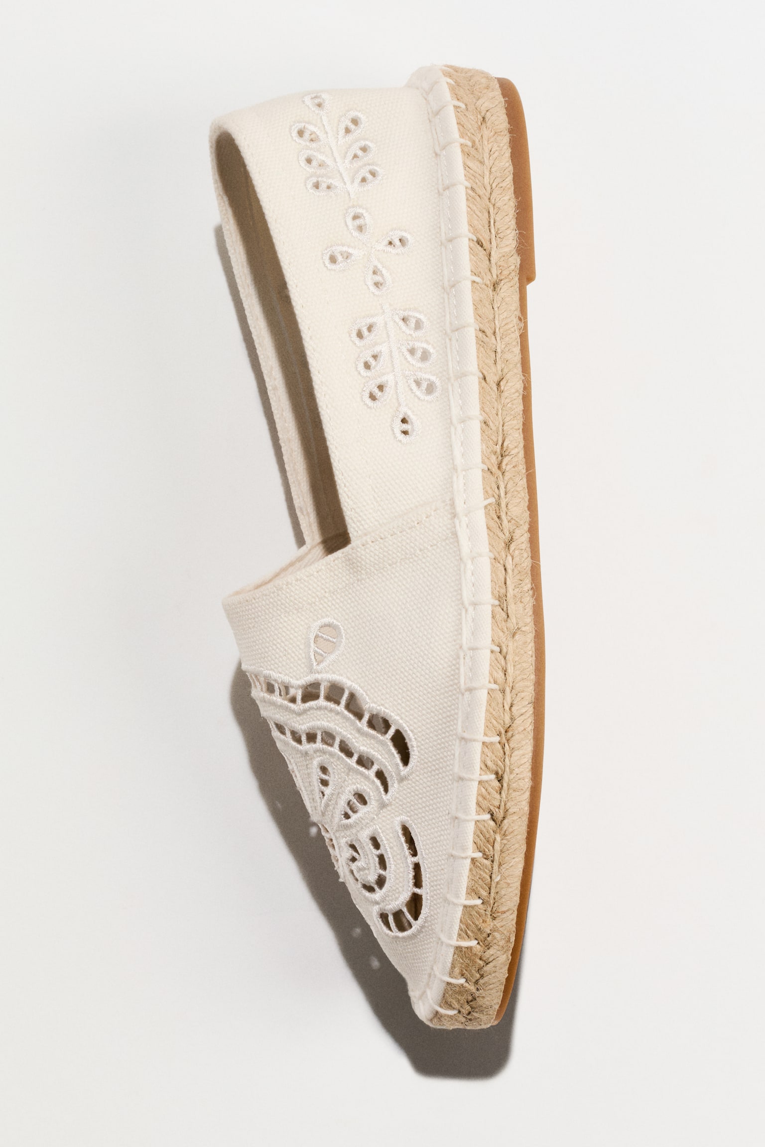 Broderie anglaise espadrilles - White/Khaki green/Dark brown - 5